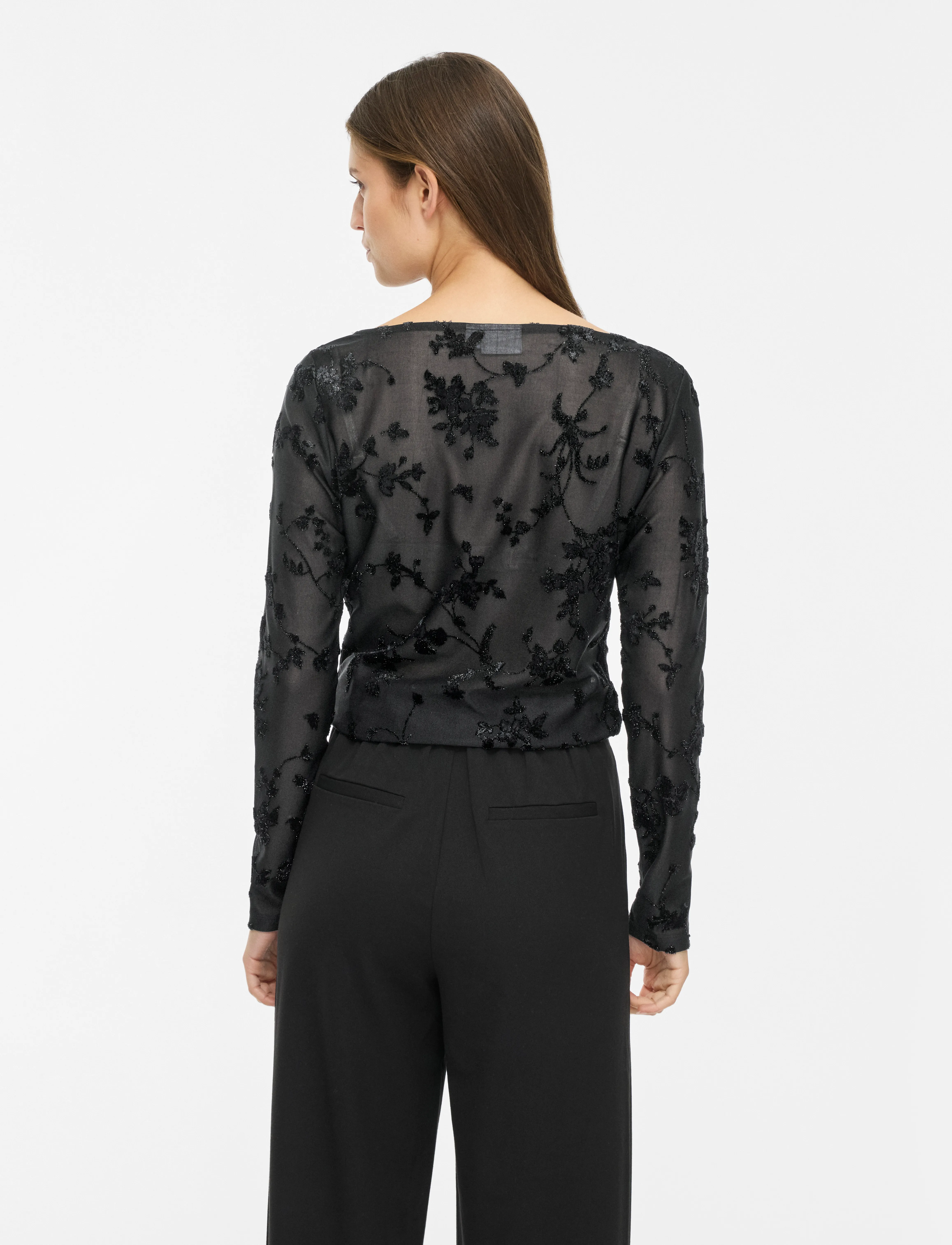 Vila - VIMIRANDA L/S TOP/DC - långärmade toppar - black beauty - 3