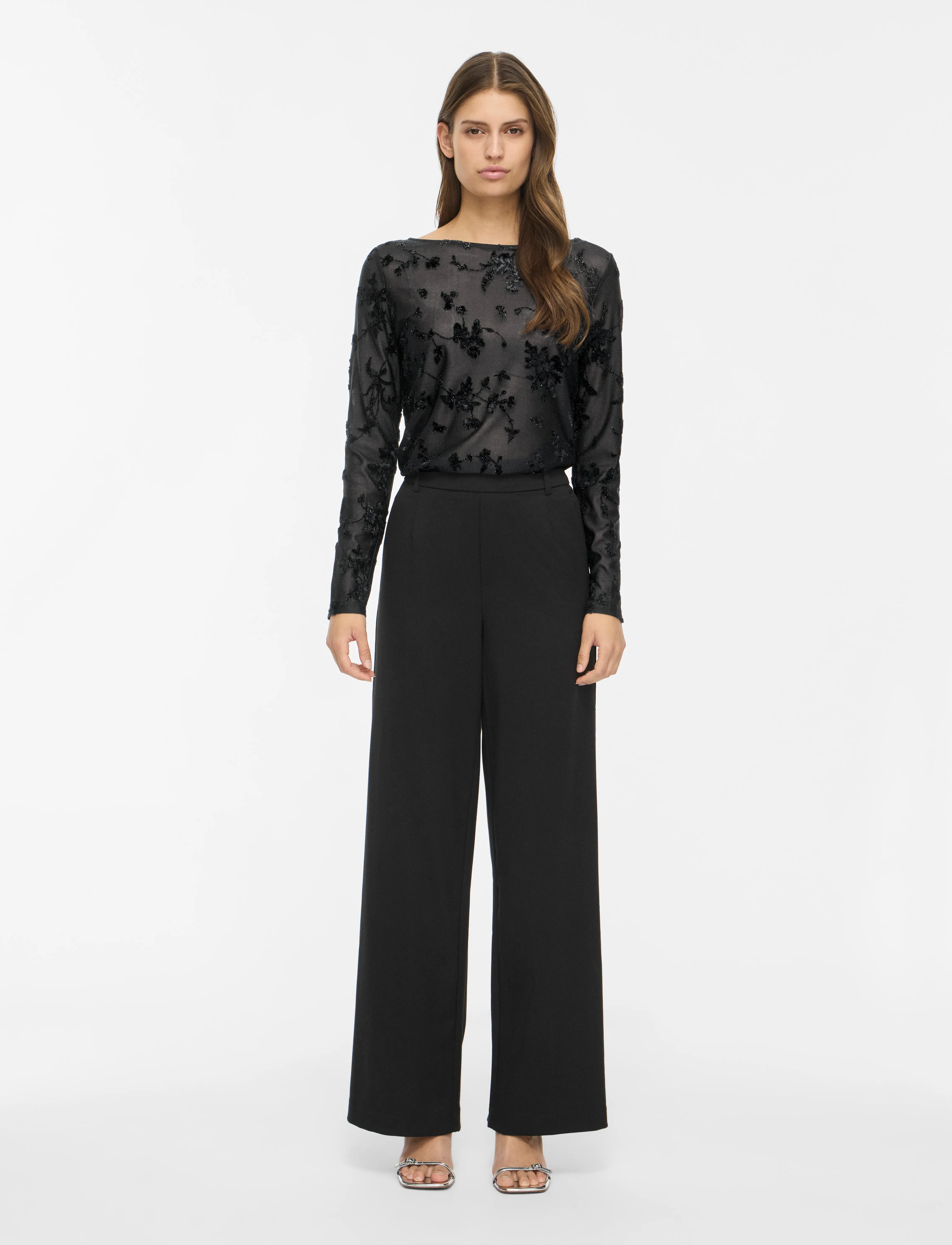 Vila - VIMIRANDA L/S TOP/DC - långärmade toppar - black beauty - 4