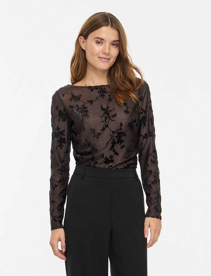 Vila - VIMIRANDA L/S TOP/DC - långärmade toppar - coffee bean - 0