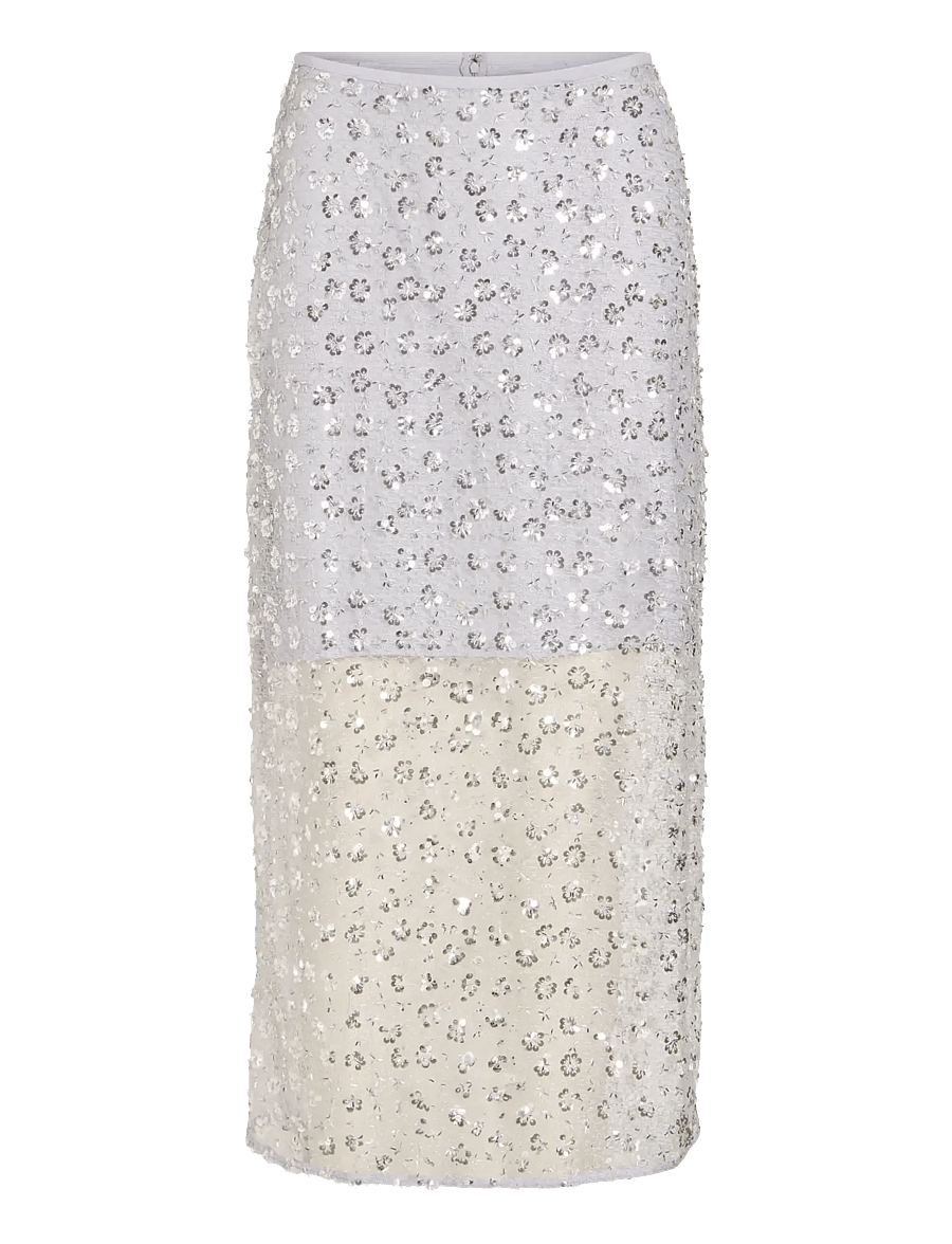 Vila - VIGLITA MIDI SKIRT/DC/BFS - paljettkjolar - silver - 1