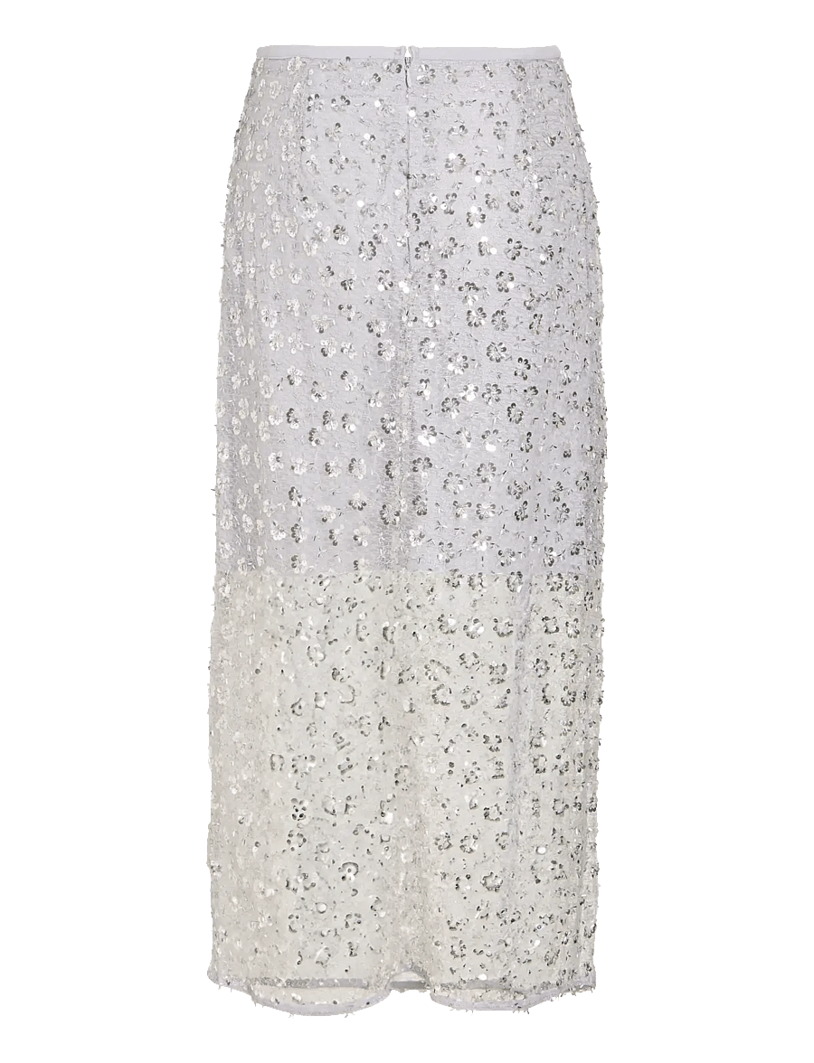 Vila - VIGLITA MIDI SKIRT/DC/BFS - paljettkjolar - silver - 2