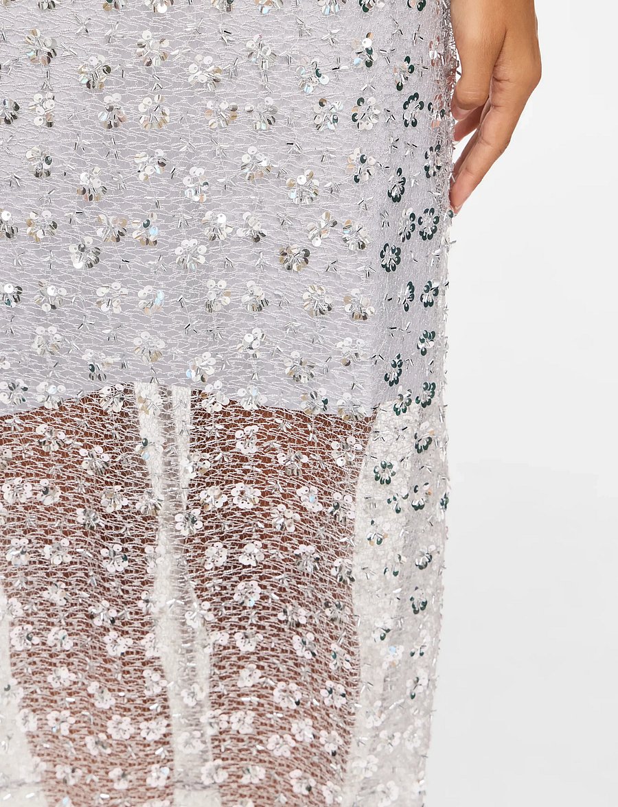 Vila - VIGLITA MIDI SKIRT/DC/BFS - paljettkjolar - silver - 5