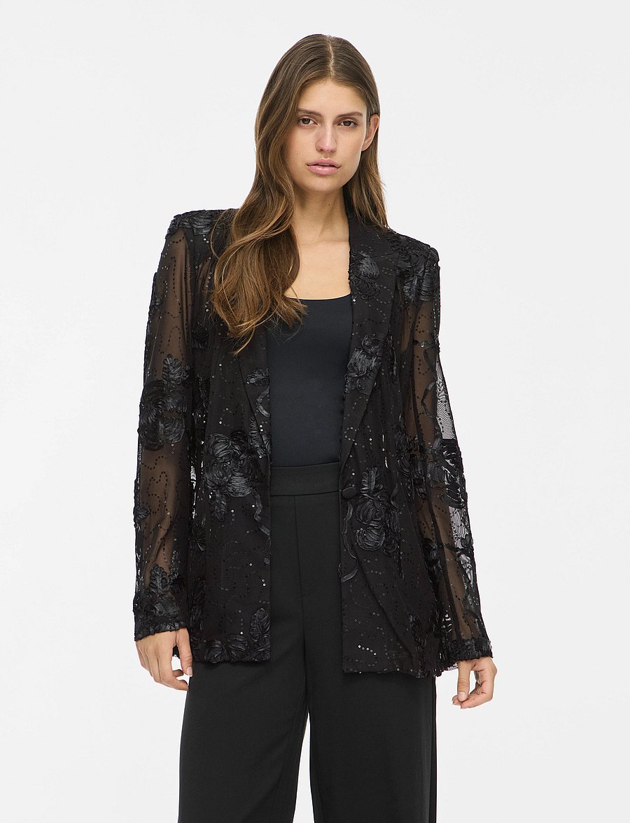 Vila - VIDITTE L/S BLAZER/DC/BFS - black beauty - 0