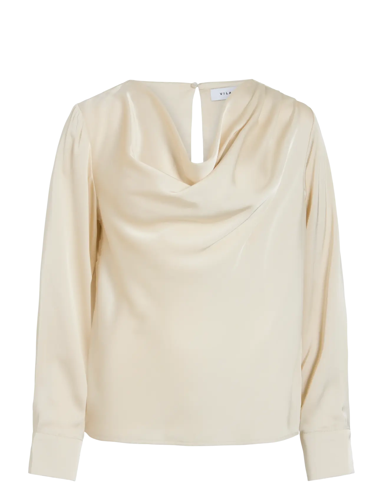 Vila - VIFREJA WATERFALL L/S TOP/DC - långärmade blusar - birch - 1