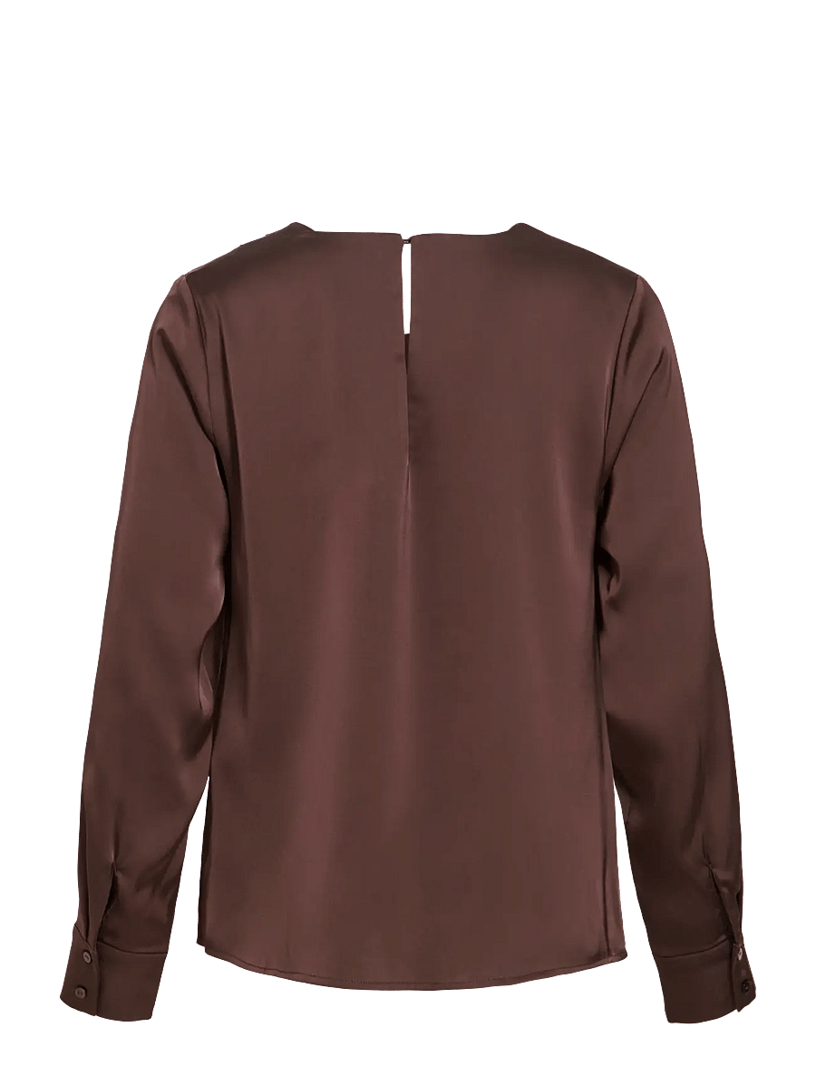 Vila - VIFREJA WATERFALL L/S TOP/DC - långärmade blusar - coffee bean - 2