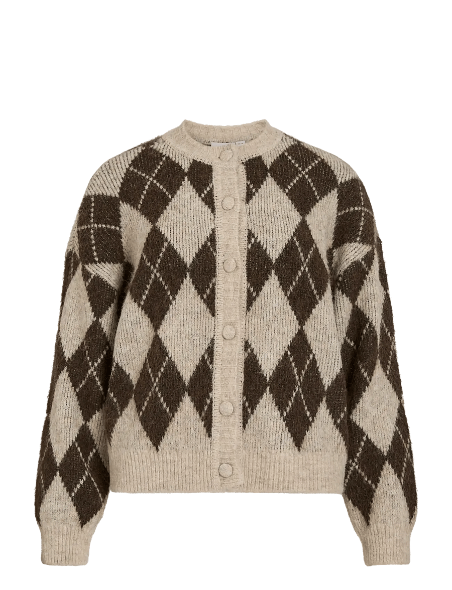 Vila - VIKARLEY L/S BUTTON DETAIL CARDIGAN - cardigans - natural melange - 1
