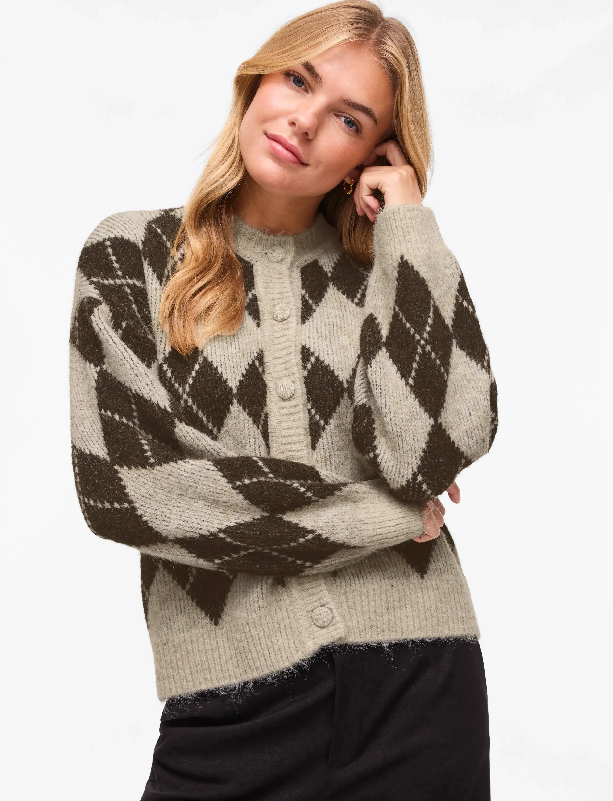 Vila - VIKARLEY L/S BUTTON DETAIL CARDIGAN - cardigans - natural melange - 5
