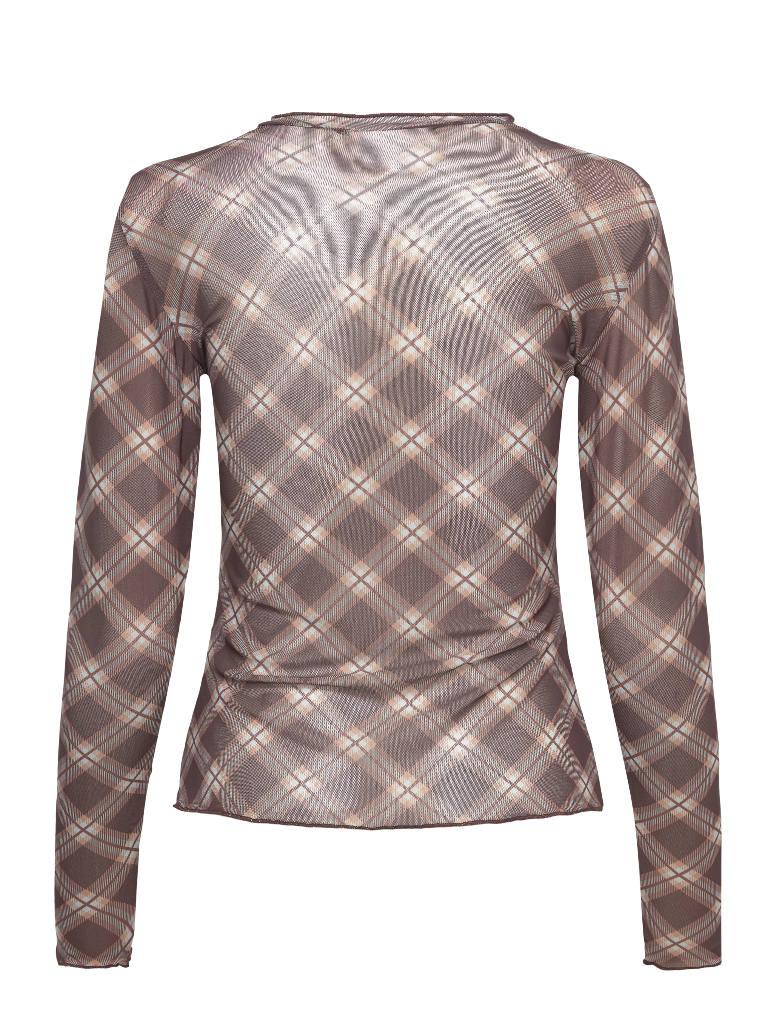 Vila - VININNA NEW L/S CHECK MESH TOP - langärmlige tops - coffee bean - 2