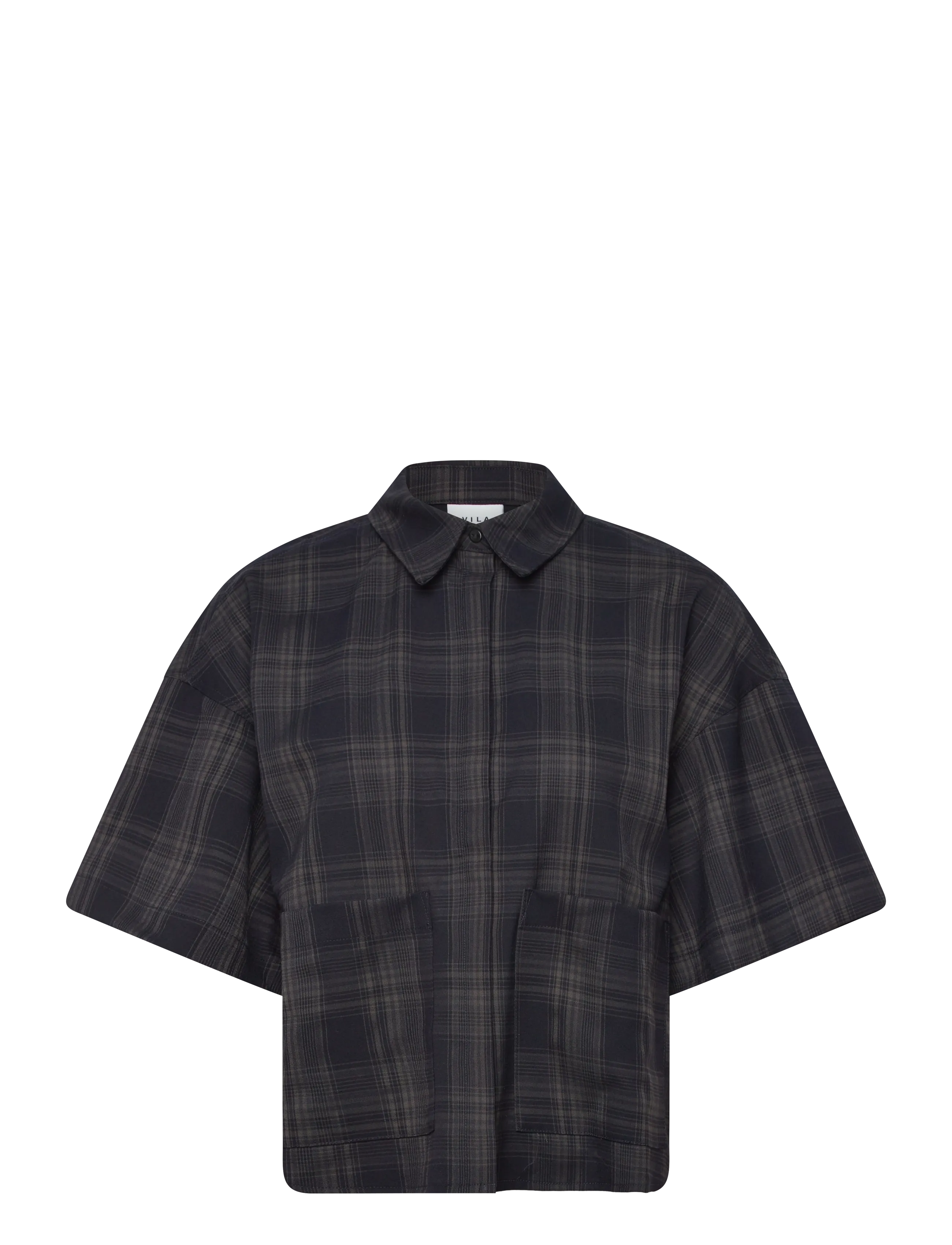 VILA Visina 2/4 Check Shirt Navy - 40 - Damen