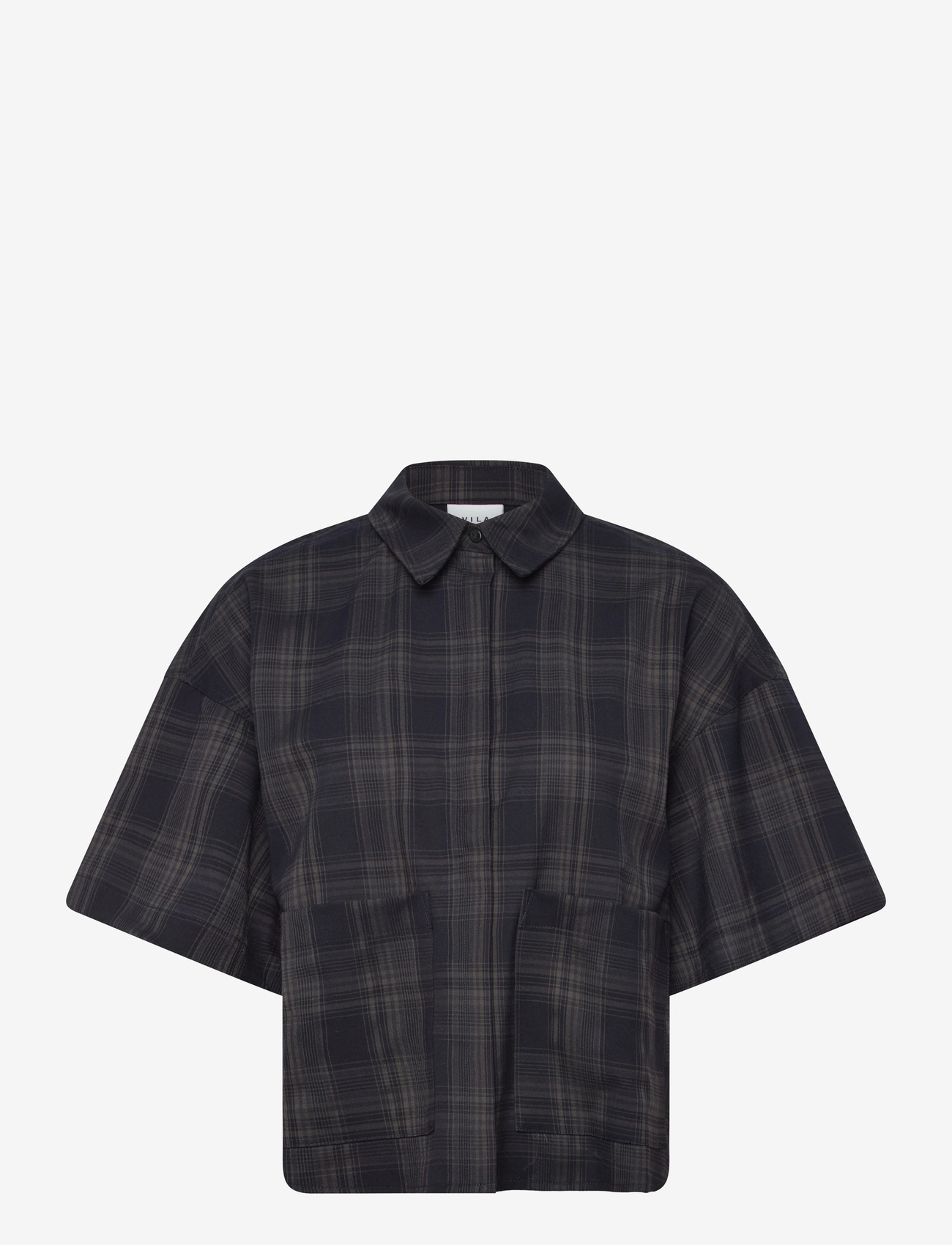 Vila - VISINA 2/4 CHECK SHIRT - lühikeste varrukatega särgid - navy blazer - 0