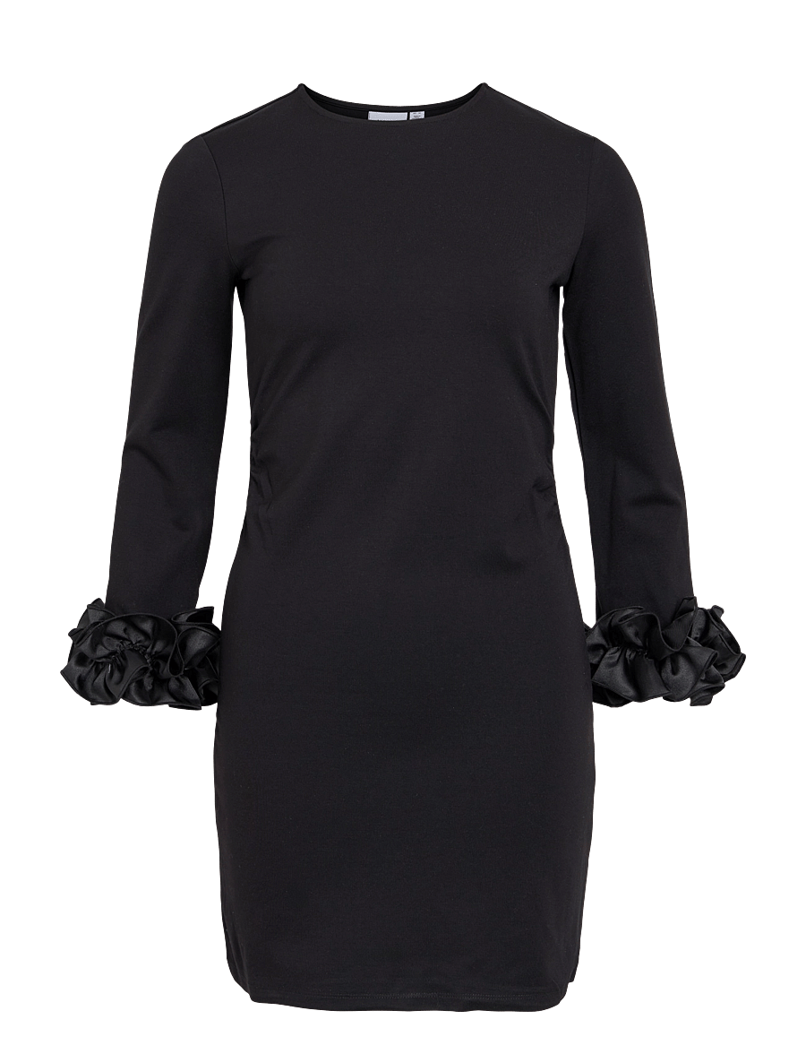 Vila - VILISSE O-NECK 7/8 SHORT DRESS/DC - black beauty - 0