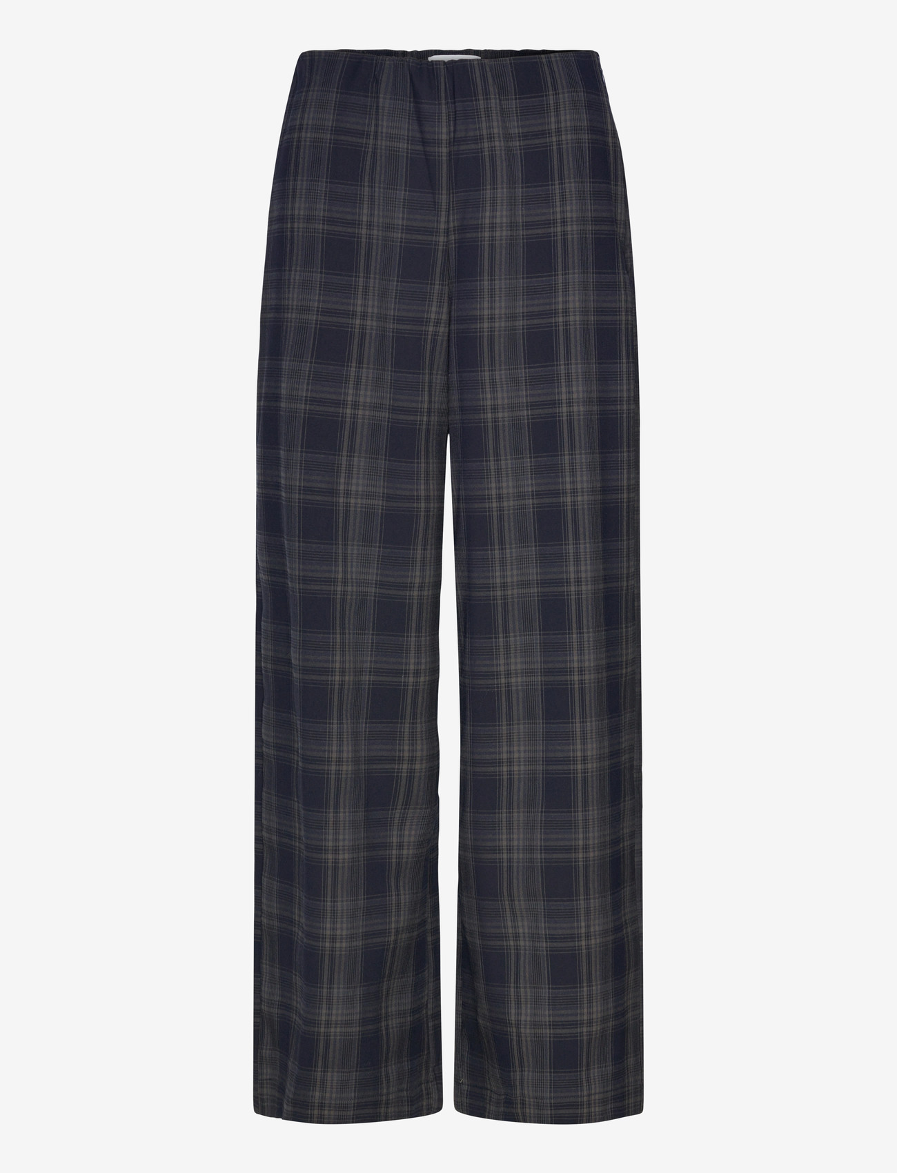 Vila - VISINA HW WIDE CHECK PANTS - pantalons larges - navy blazer - 0