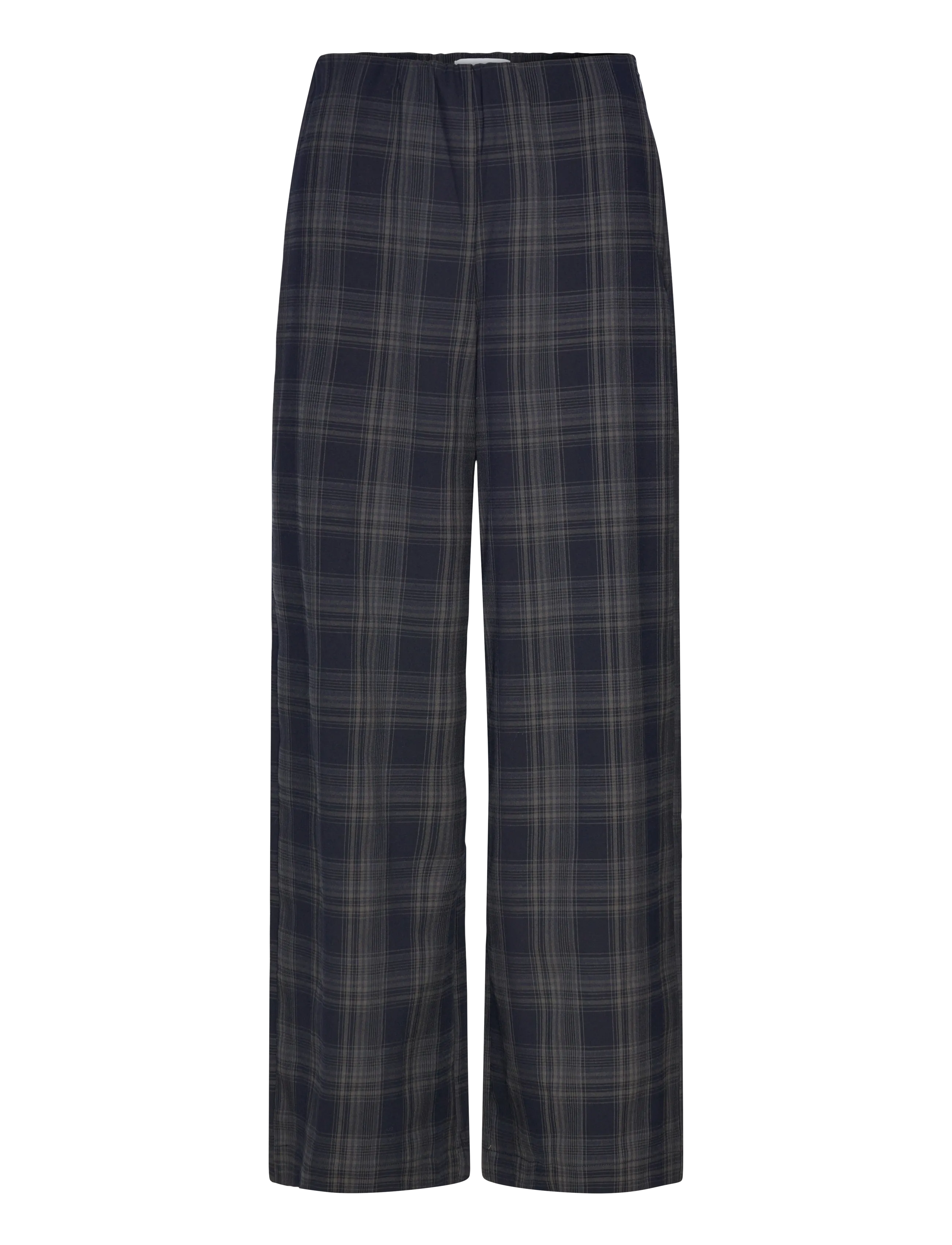 Vila VISINA HW WIDE CHECK PANTS - Bukser - NAVY BLAZER / navy