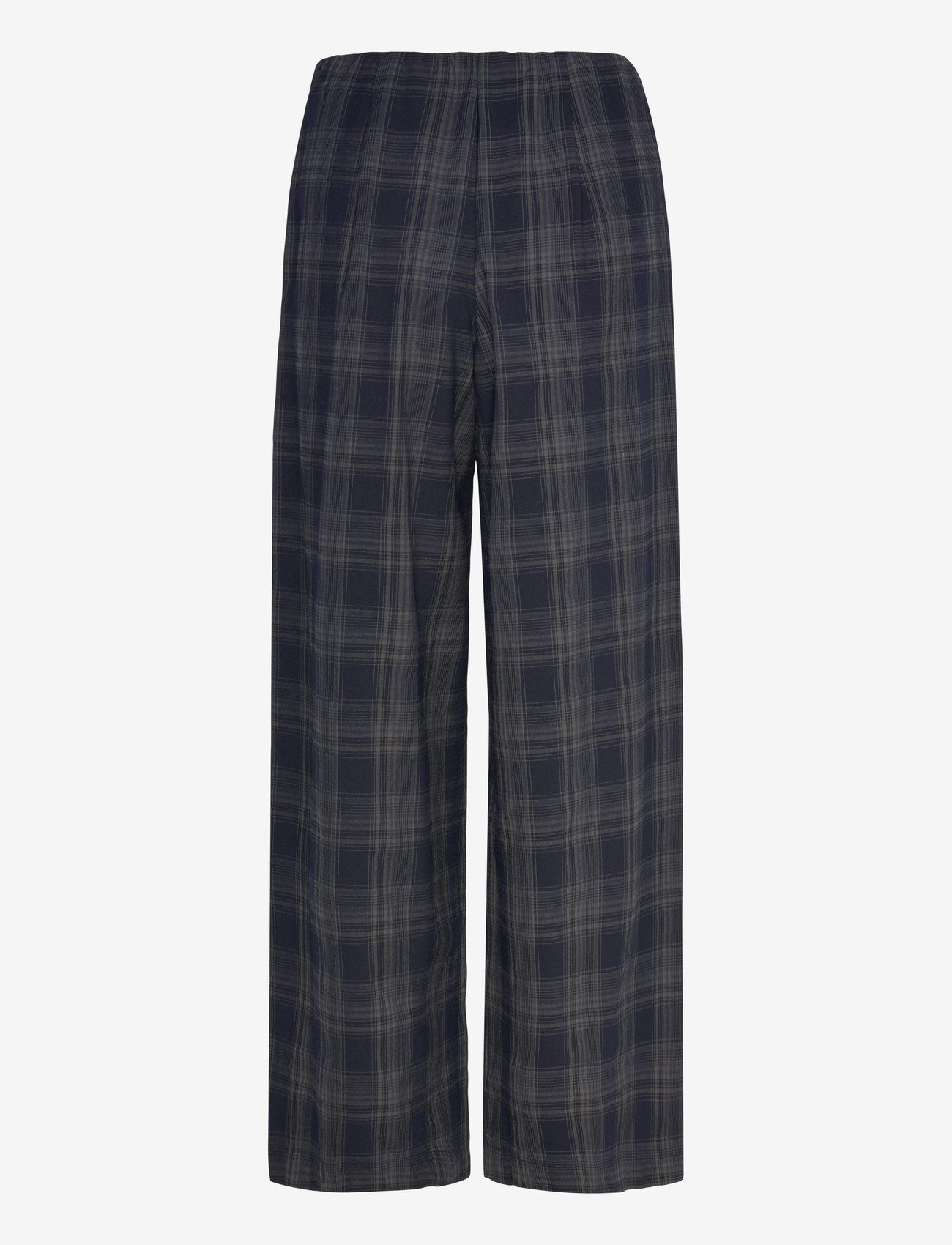Vila - VISINA HW WIDE CHECK PANTS - pantalons larges - navy blazer - 1