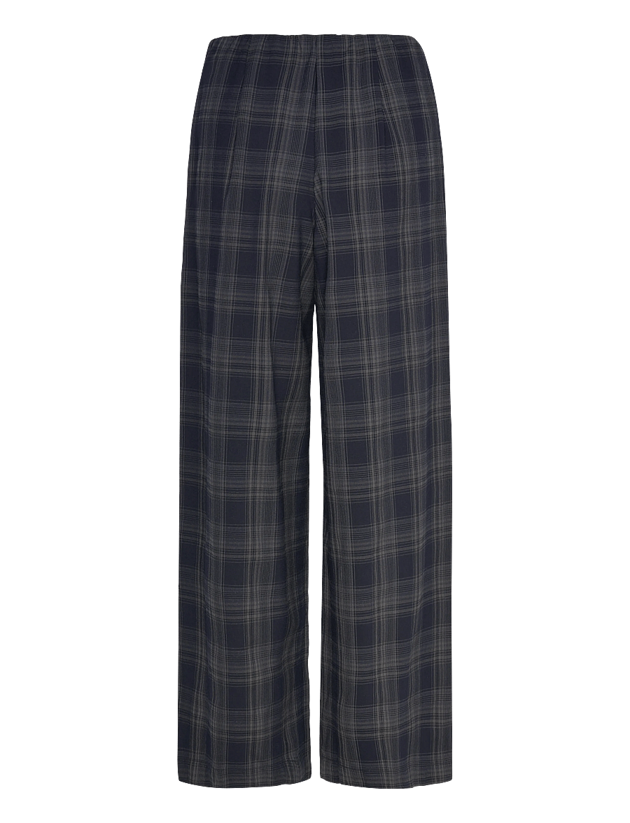 Vila - VISINA HW WIDE CHECK PANTS - hosen mit weitem bein - navy blazer - 2