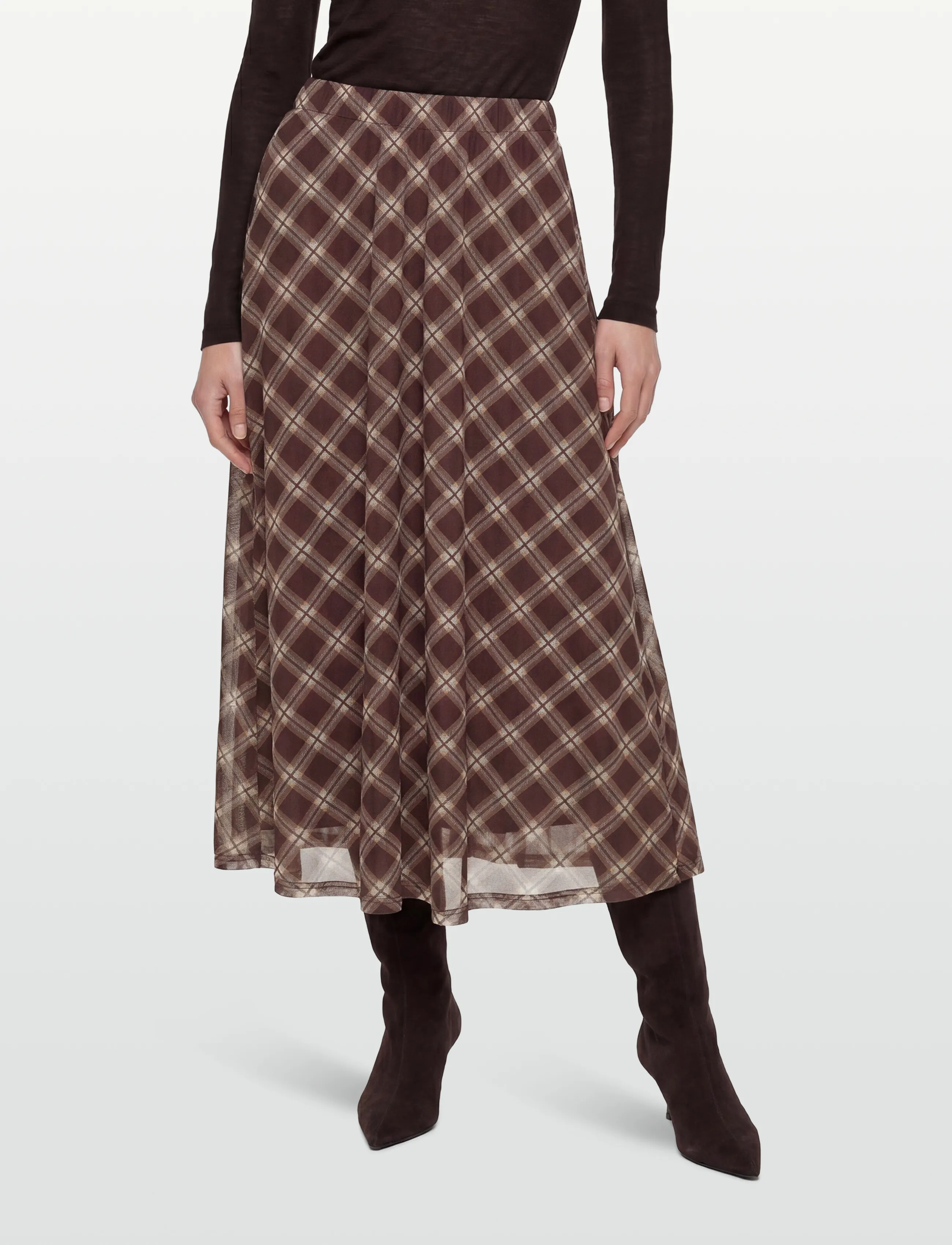 Vila - VININNA NEW MESH HW ANKLE SKIRT - maxi nederdele - coffee bean - 3
