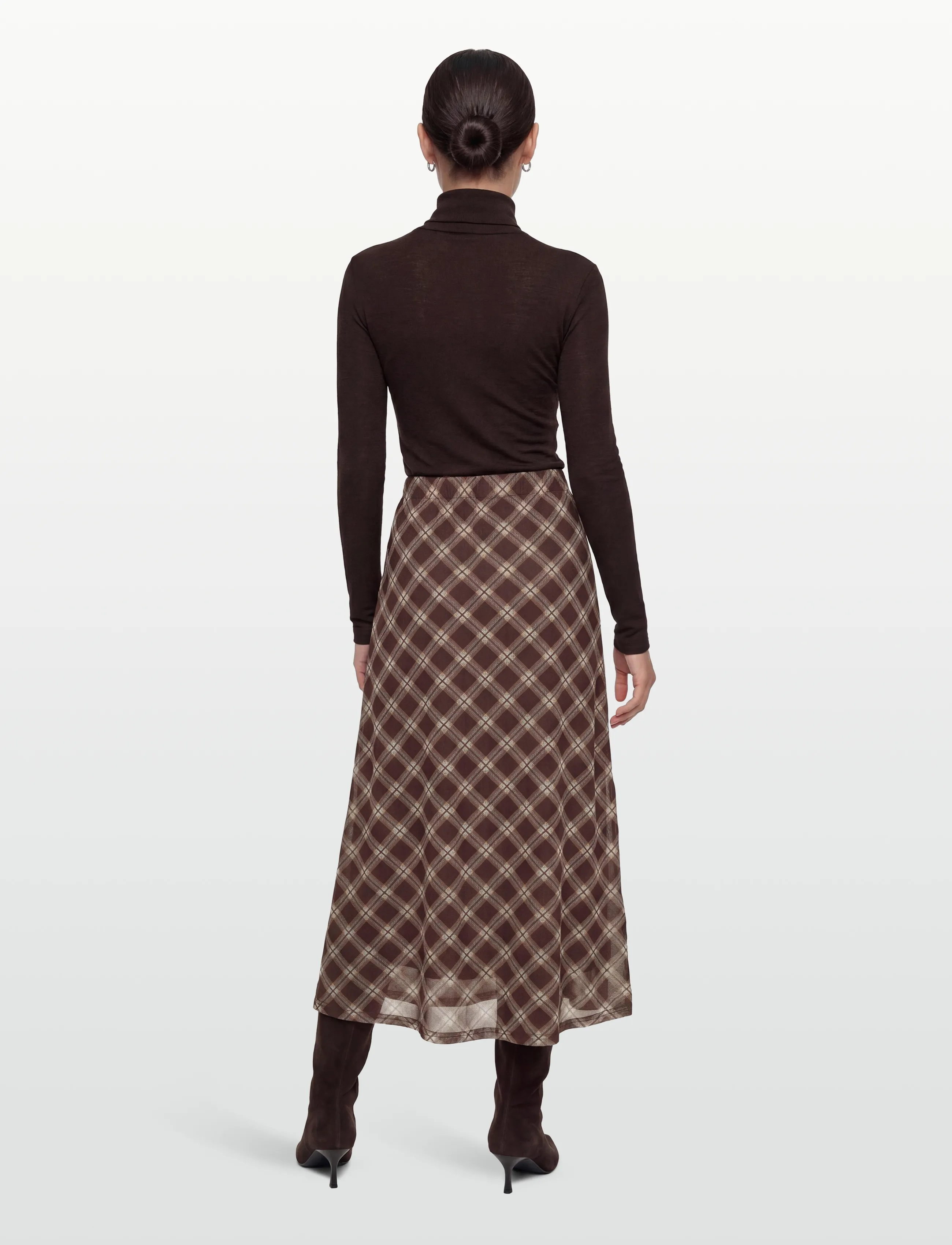 Vila - VININNA NEW MESH HW ANKLE SKIRT - maxi nederdele - coffee bean - 4
