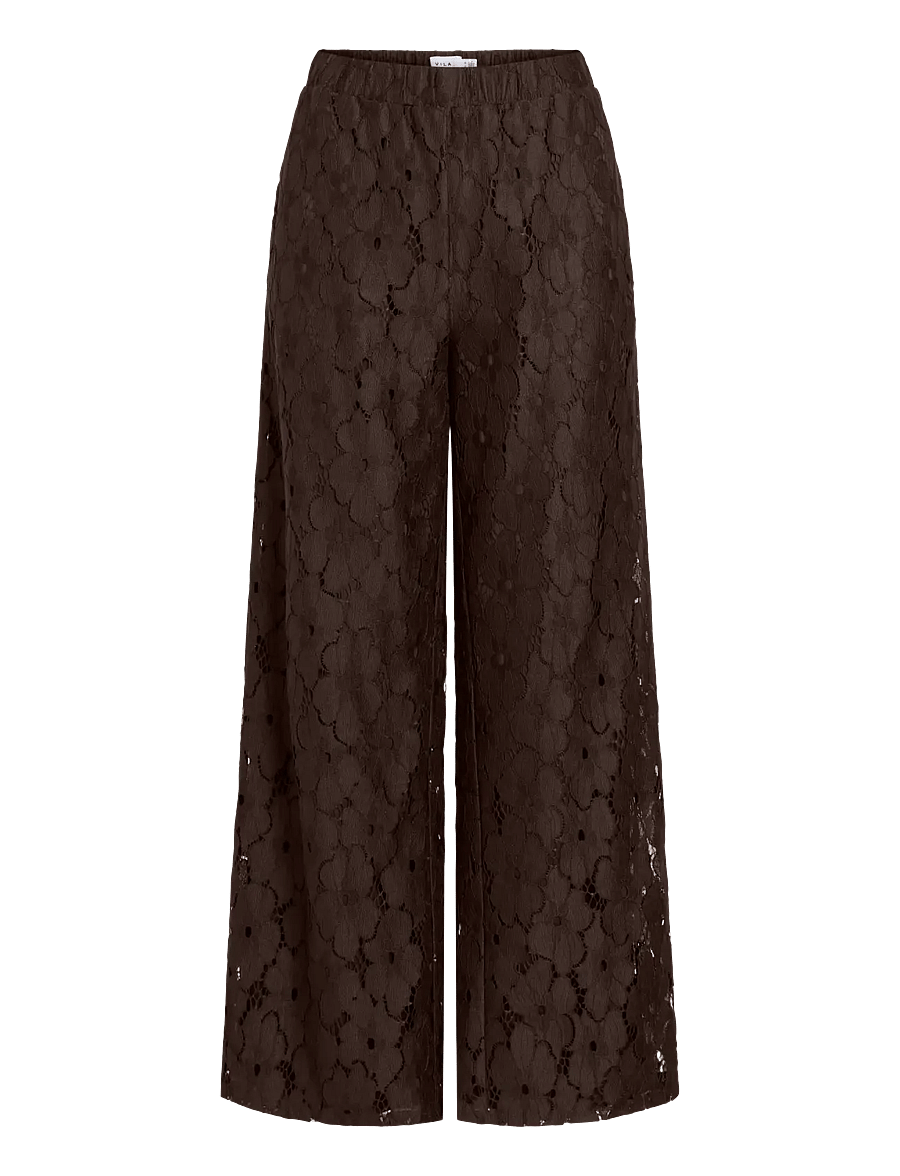 Vila - VITONATO HW WIDE PANTS/RC - laia säärega püksid - coffee bean - 0