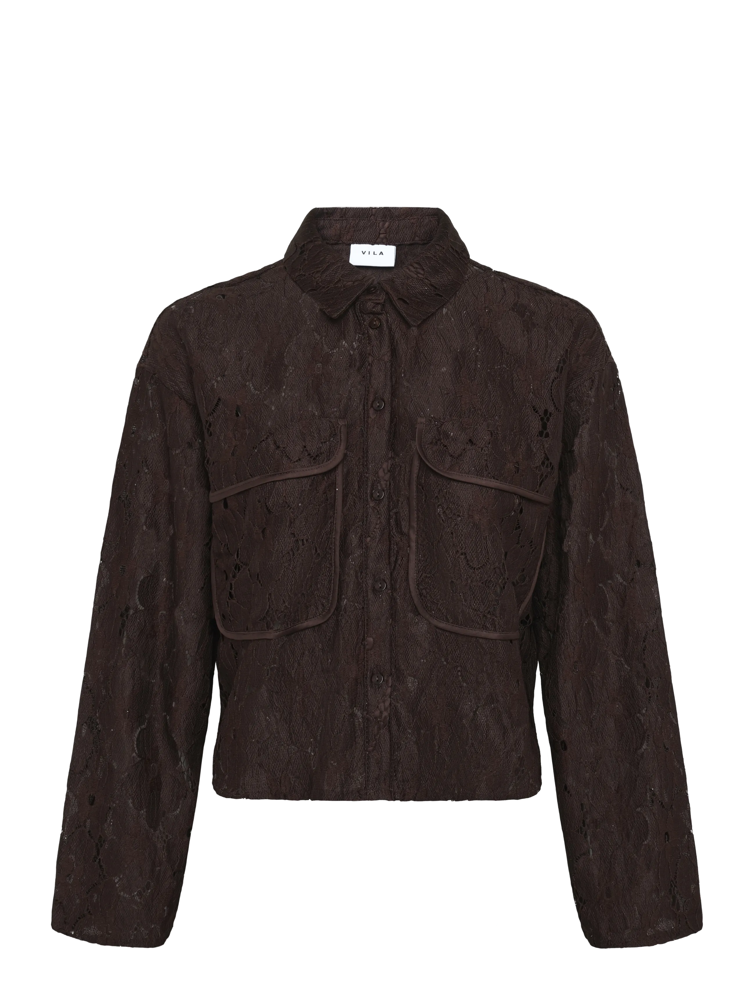Vila VITONATO O-NECK L/S SHIRT/RC - Long-sleeved shirts - COFFEE BEAN / brown