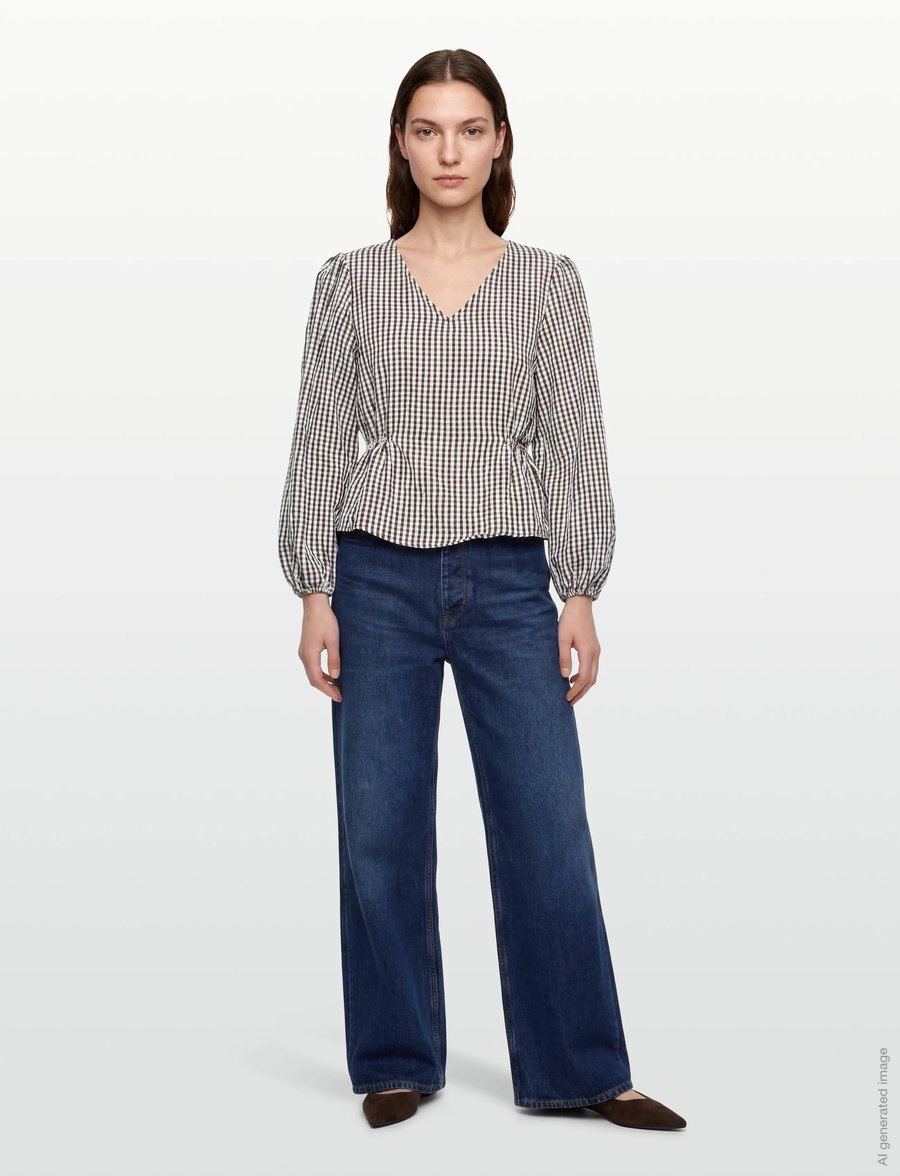 Vila - VITERNI V-NECK L/S TOP/KA - långärmade blusar - slate black - 0