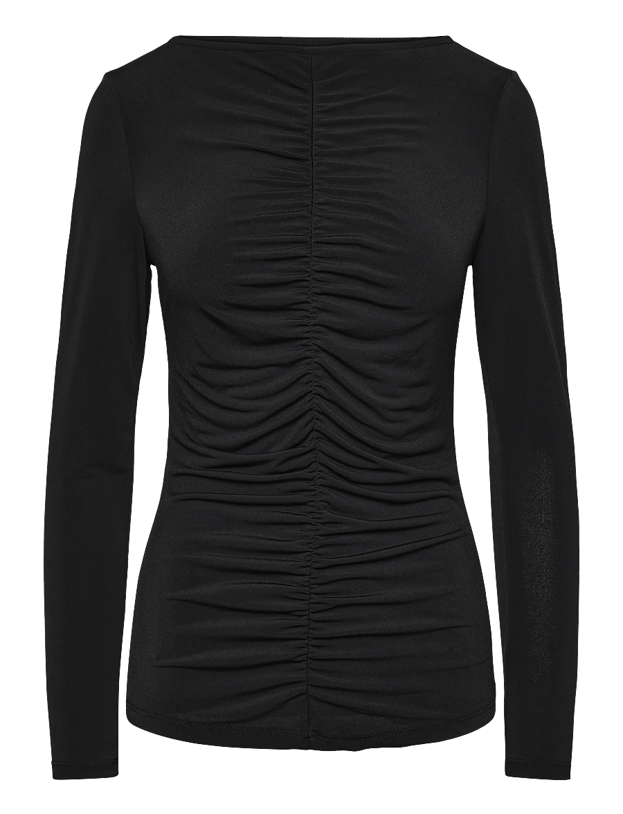Vila - VILYSERA BOATNECK L/S TOP/SPI - langærmede bluser - black beauty - 0