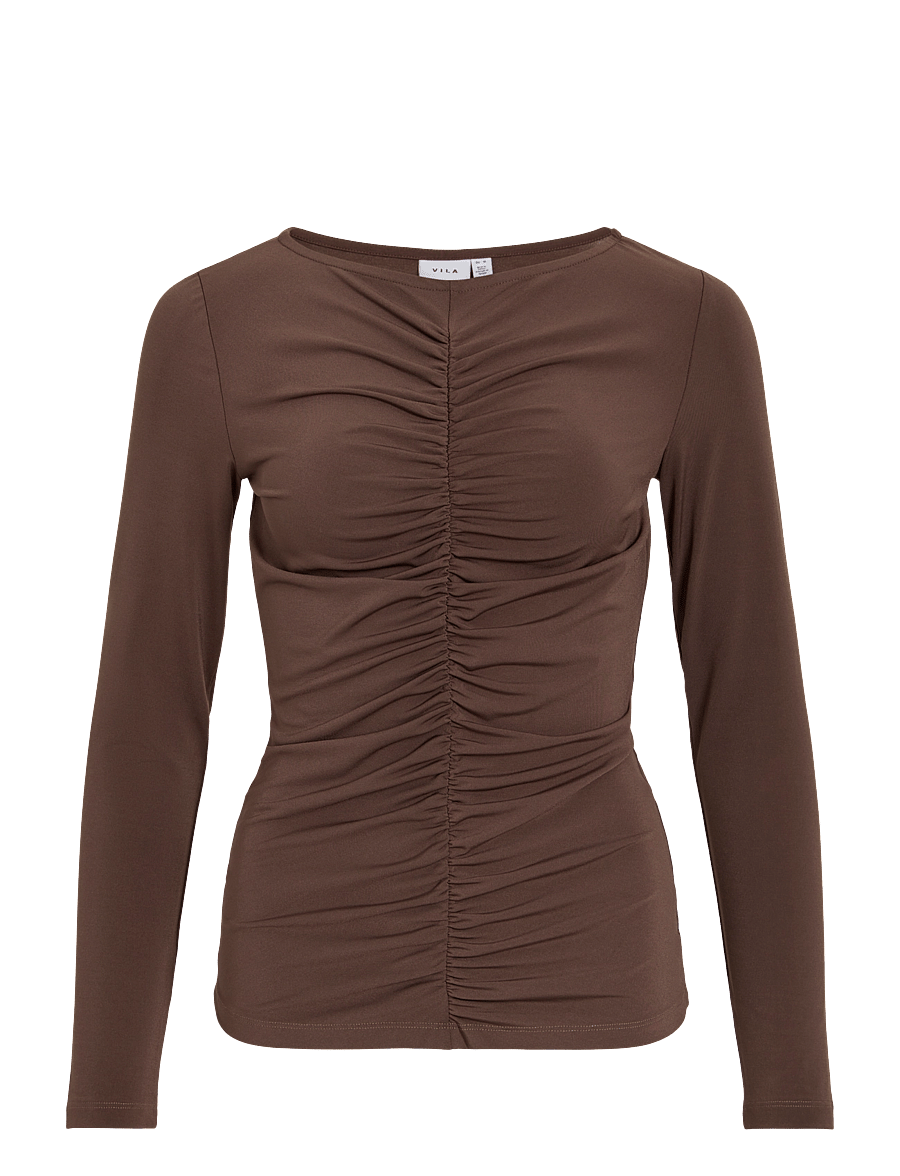 Vila - VILYSERA BOATNECK L/S TOP/SPI - raisin - 0