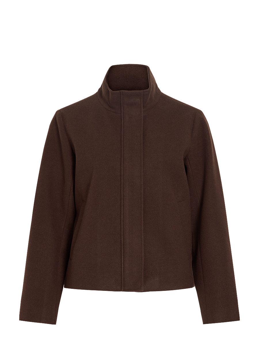 Vila - VICLAUDIA L/S HIGH NECK SHORT JKT- NOOS - steppjacken - coffee bean - 1