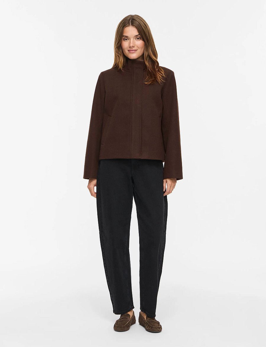 Vila - VICLAUDIA L/S HIGH NECK SHORT JKT- NOOS - steppjacken - coffee bean - 0