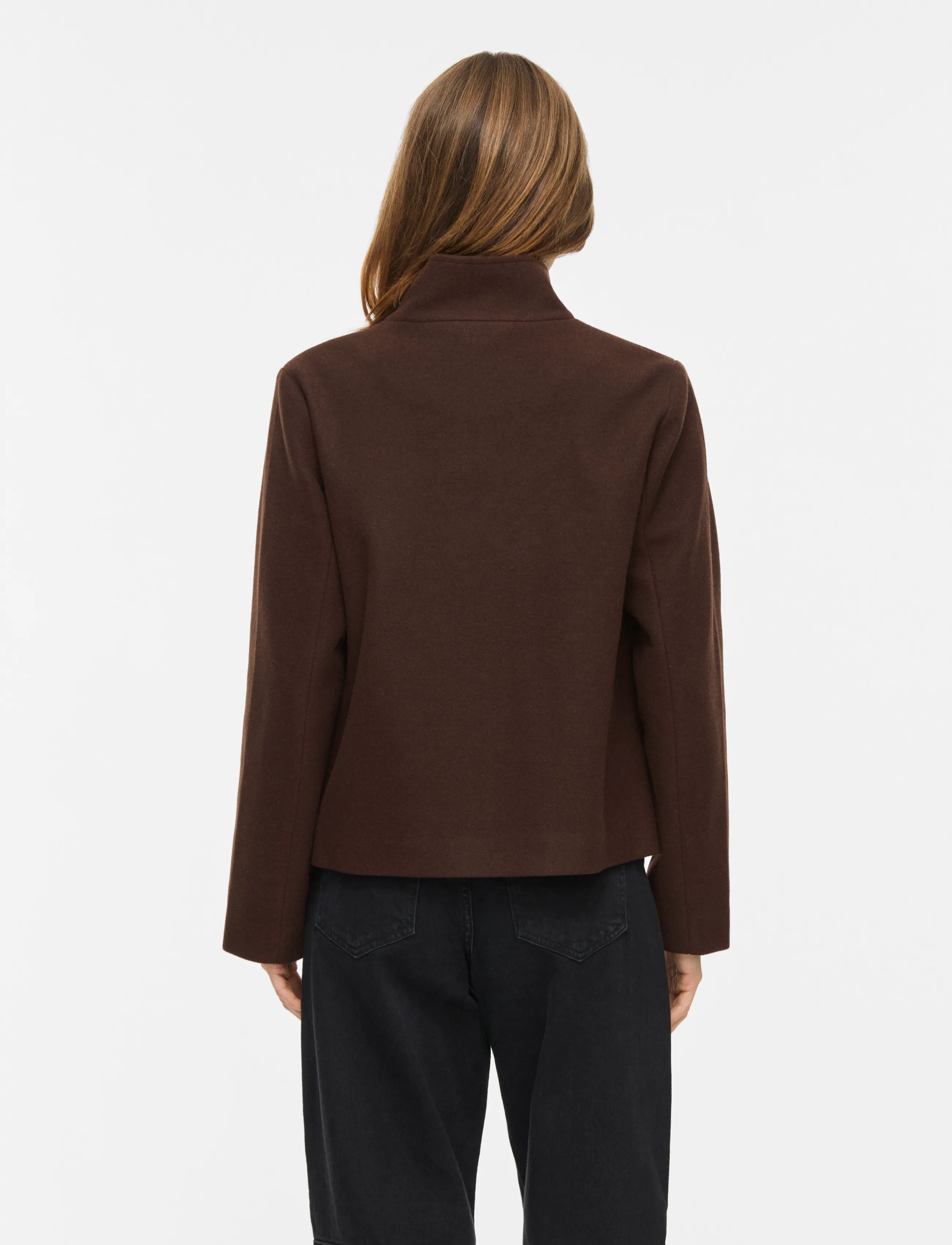 Vila - VICLAUDIA L/S HIGH NECK SHORT JKT- NOOS - coffee bean - 3