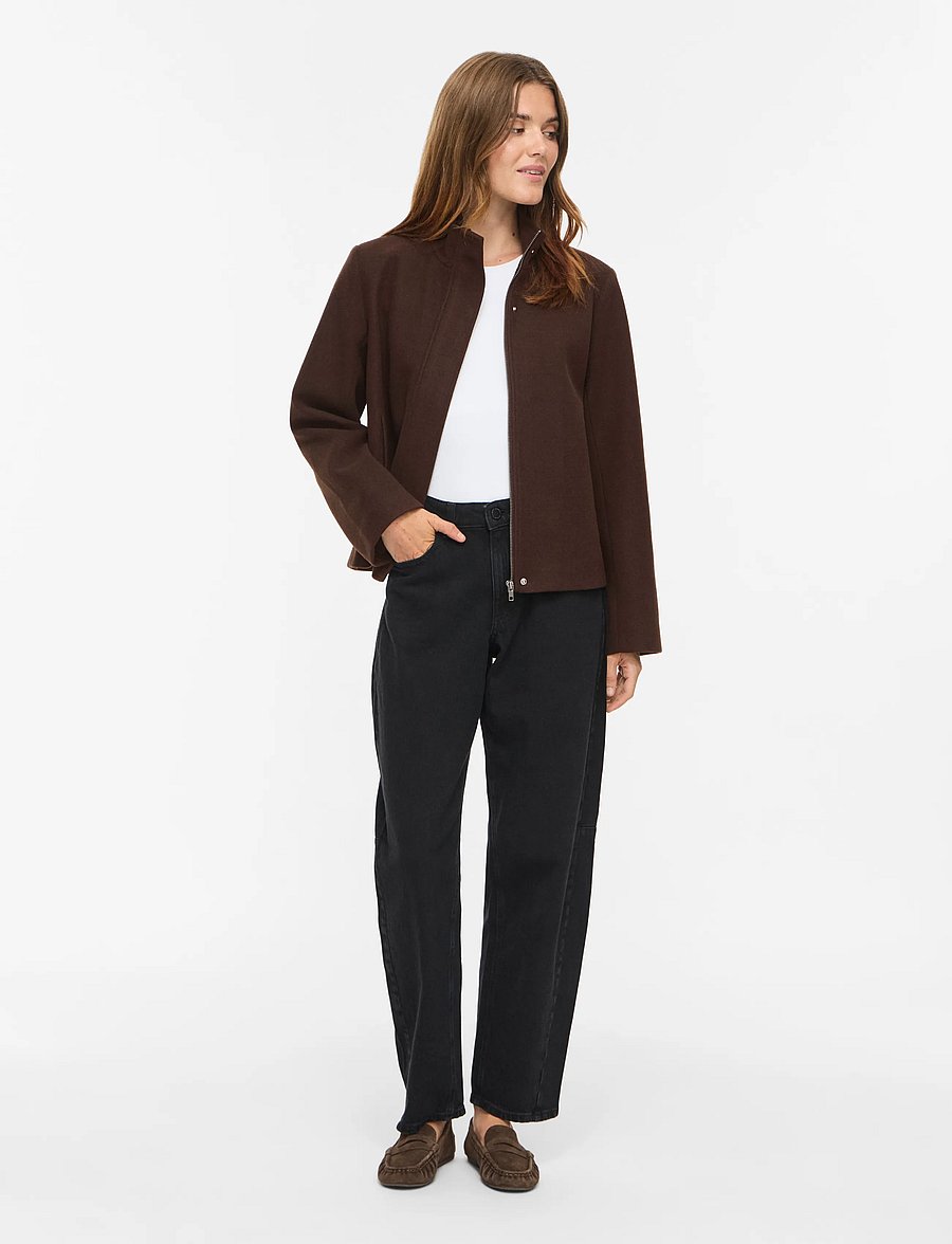 Vila - VICLAUDIA L/S HIGH NECK SHORT JKT- NOOS - steppjacken - coffee bean - 4