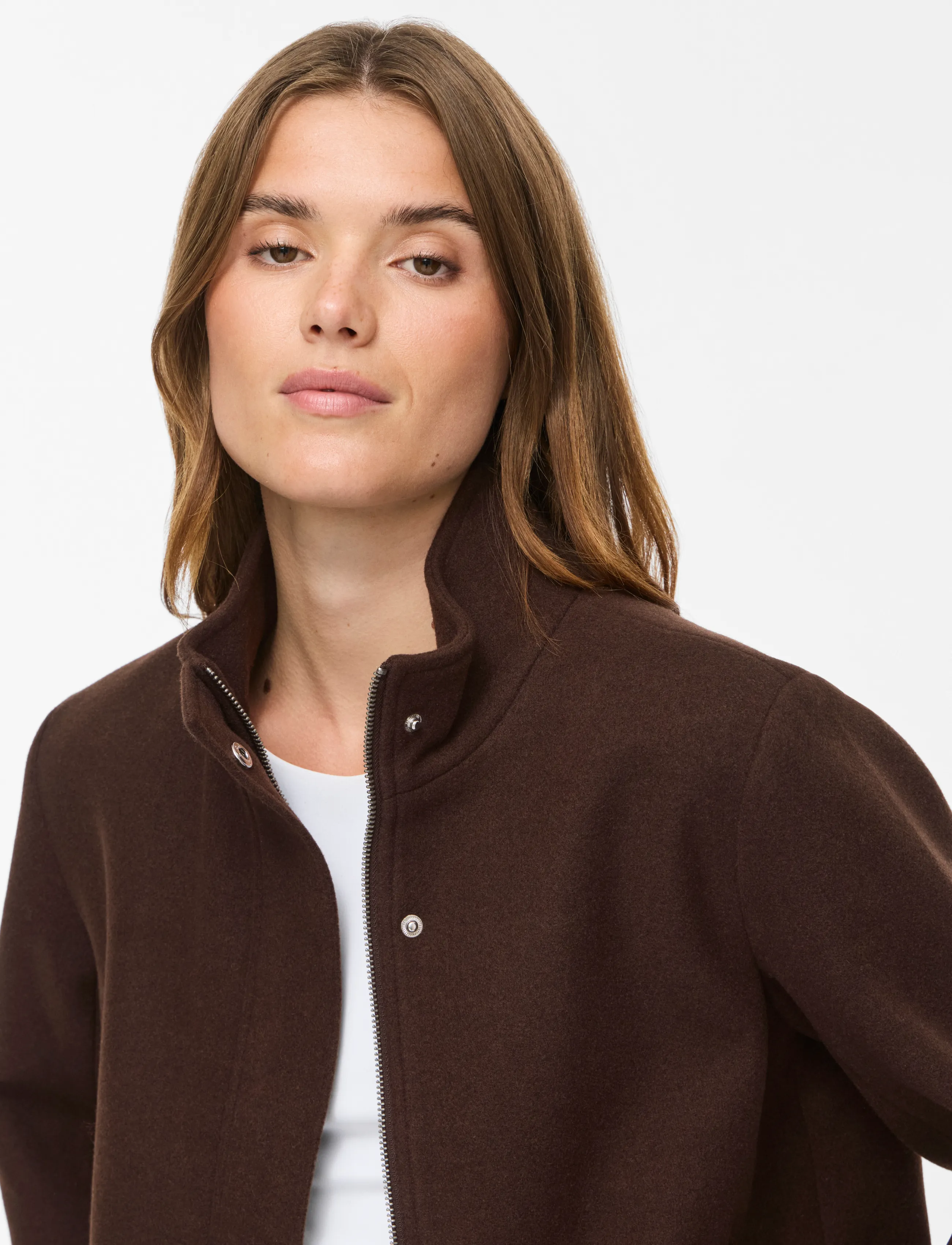 Vila - VICLAUDIA L/S HIGH NECK SHORT JKT- NOOS - coffee bean - 5