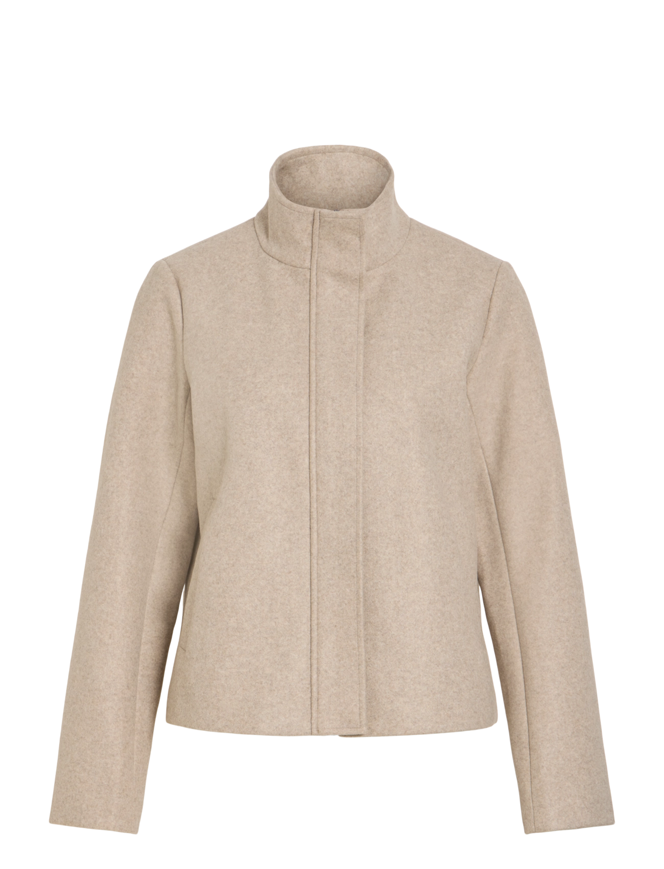 Vila - VICLAUDIA L/S HIGH NECK SHORT JKT- NOOS - natural melange - 1