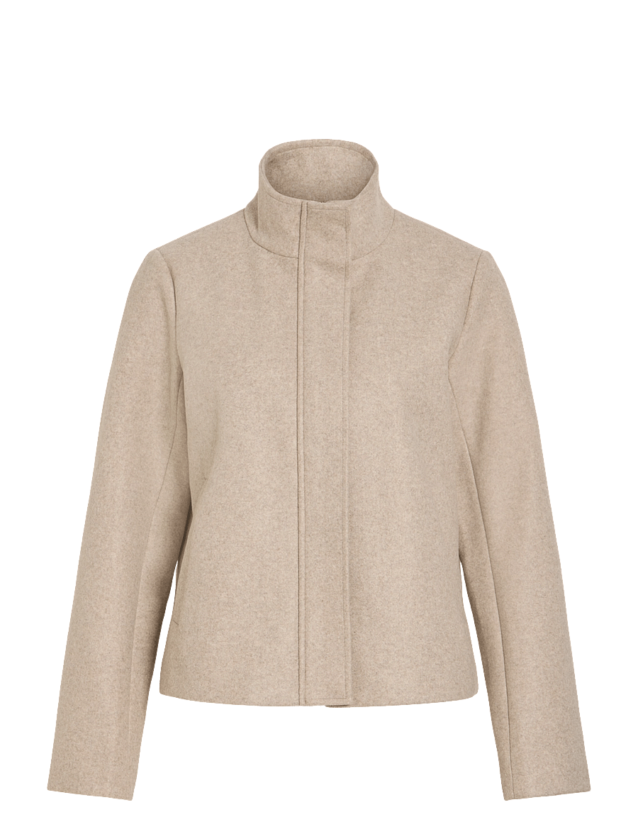 Vila - VICLAUDIA L/S HIGH NECK SHORT JKT- NOOS - quiltade jackor - natural melange - 1