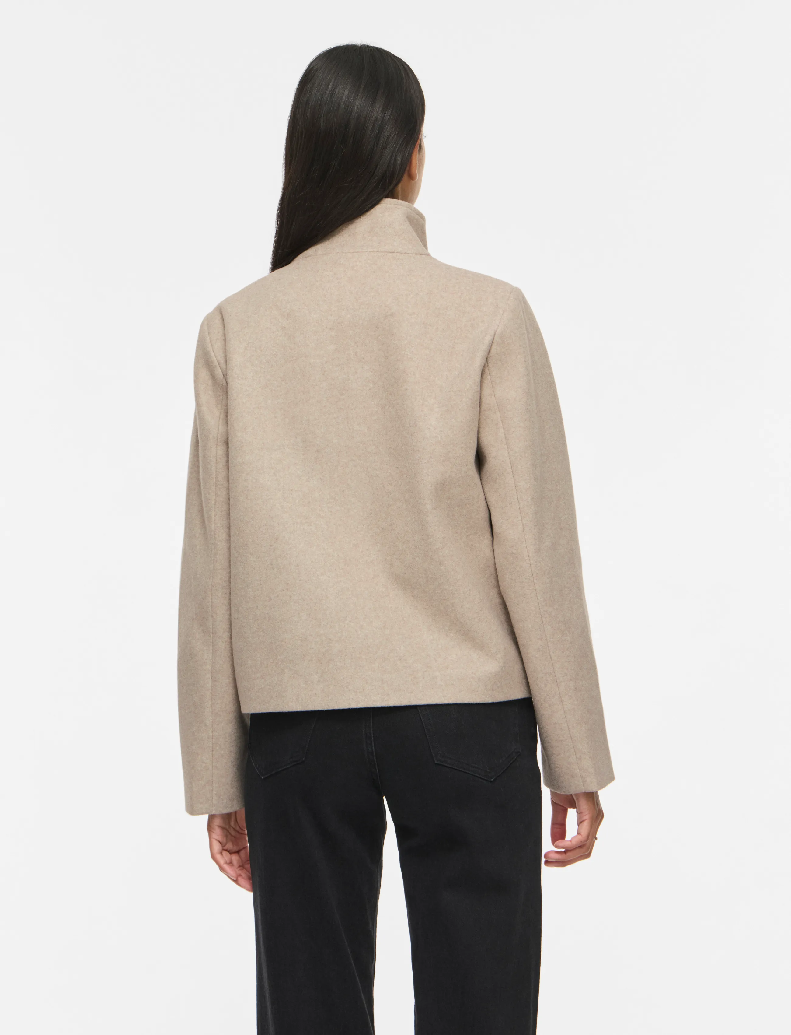 Vila - VICLAUDIA L/S HIGH NECK SHORT JKT- NOOS - natural melange - 3