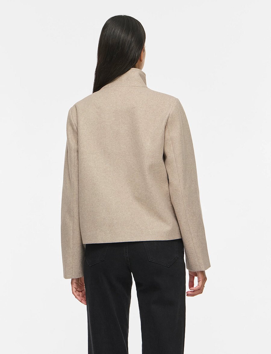 Vila - VICLAUDIA L/S HIGH NECK SHORT JKT- NOOS - quiltade jackor - natural melange - 3