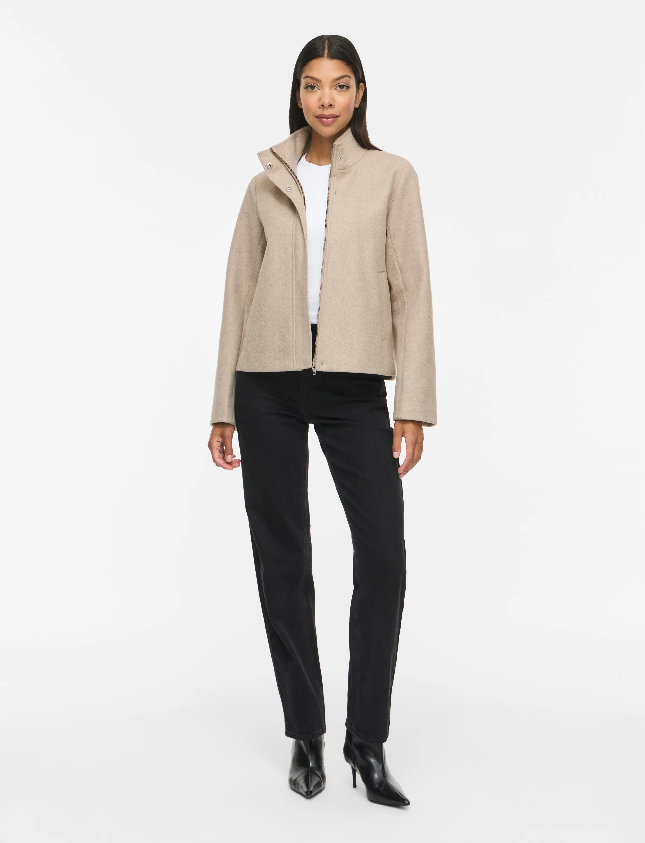 Vila - VICLAUDIA L/S HIGH NECK SHORT JKT- NOOS - natural melange - 4