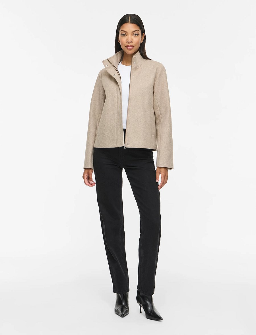 Vila - VICLAUDIA L/S HIGH NECK SHORT JKT- NOOS - quiltade jackor - natural melange - 4