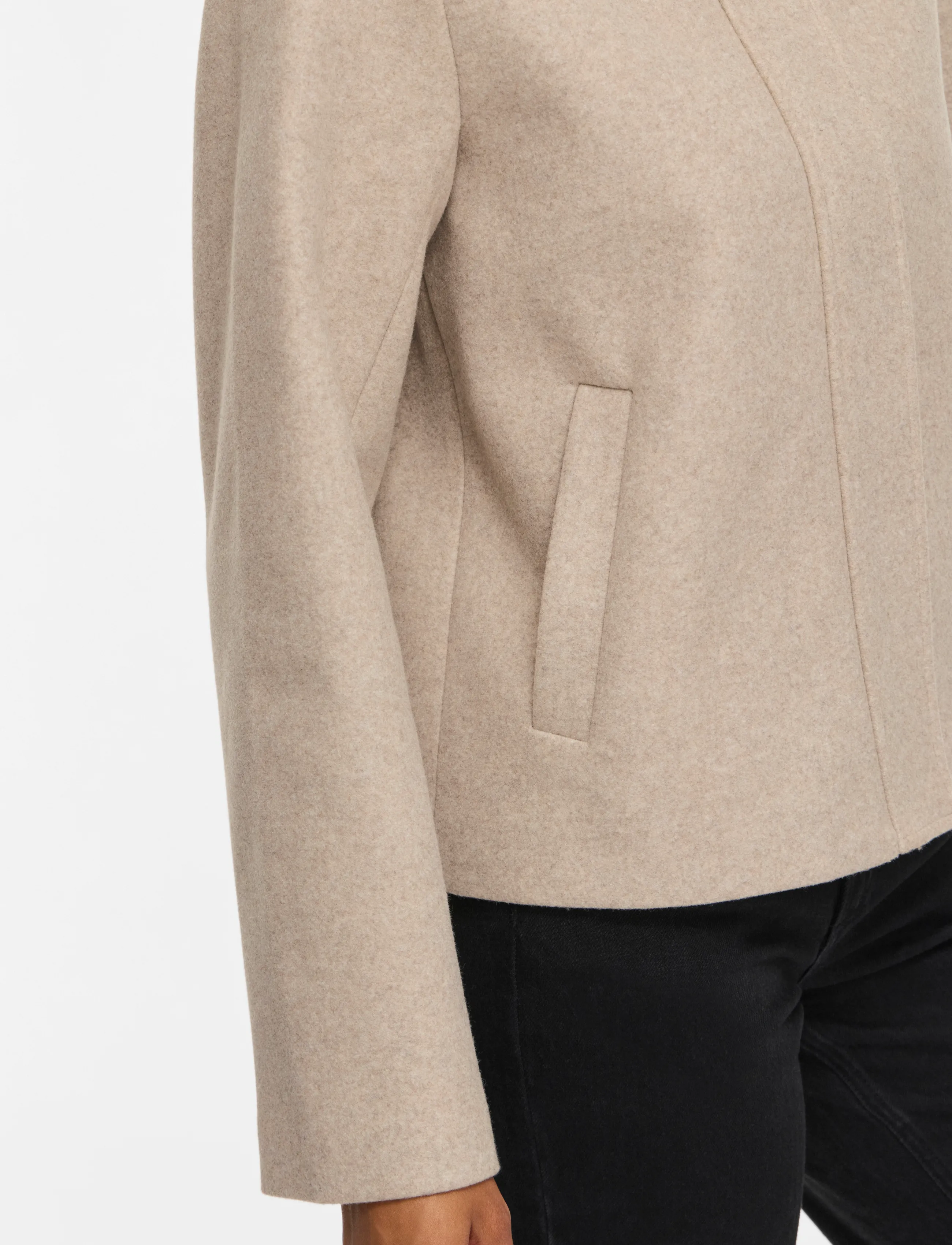 Vila - VICLAUDIA L/S HIGH NECK SHORT JKT- NOOS - natural melange - 5
