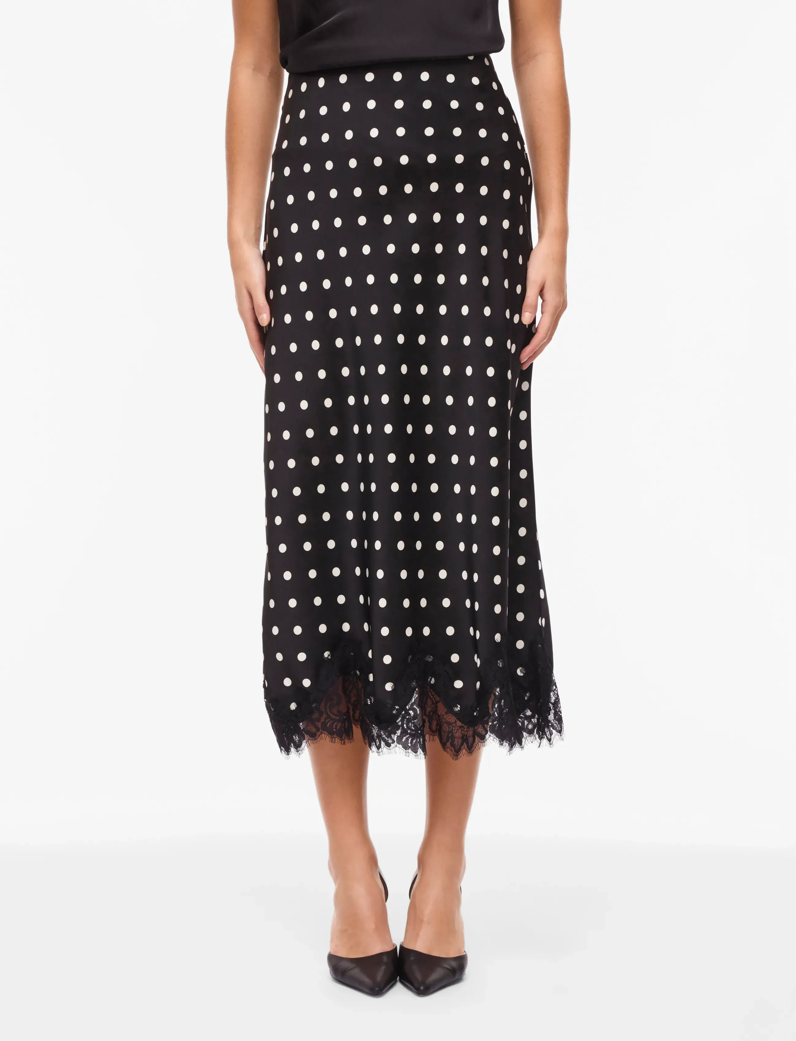 Vila VIDOTA ANKLE SKIRT - Satiinist seelikud - BLACK / black