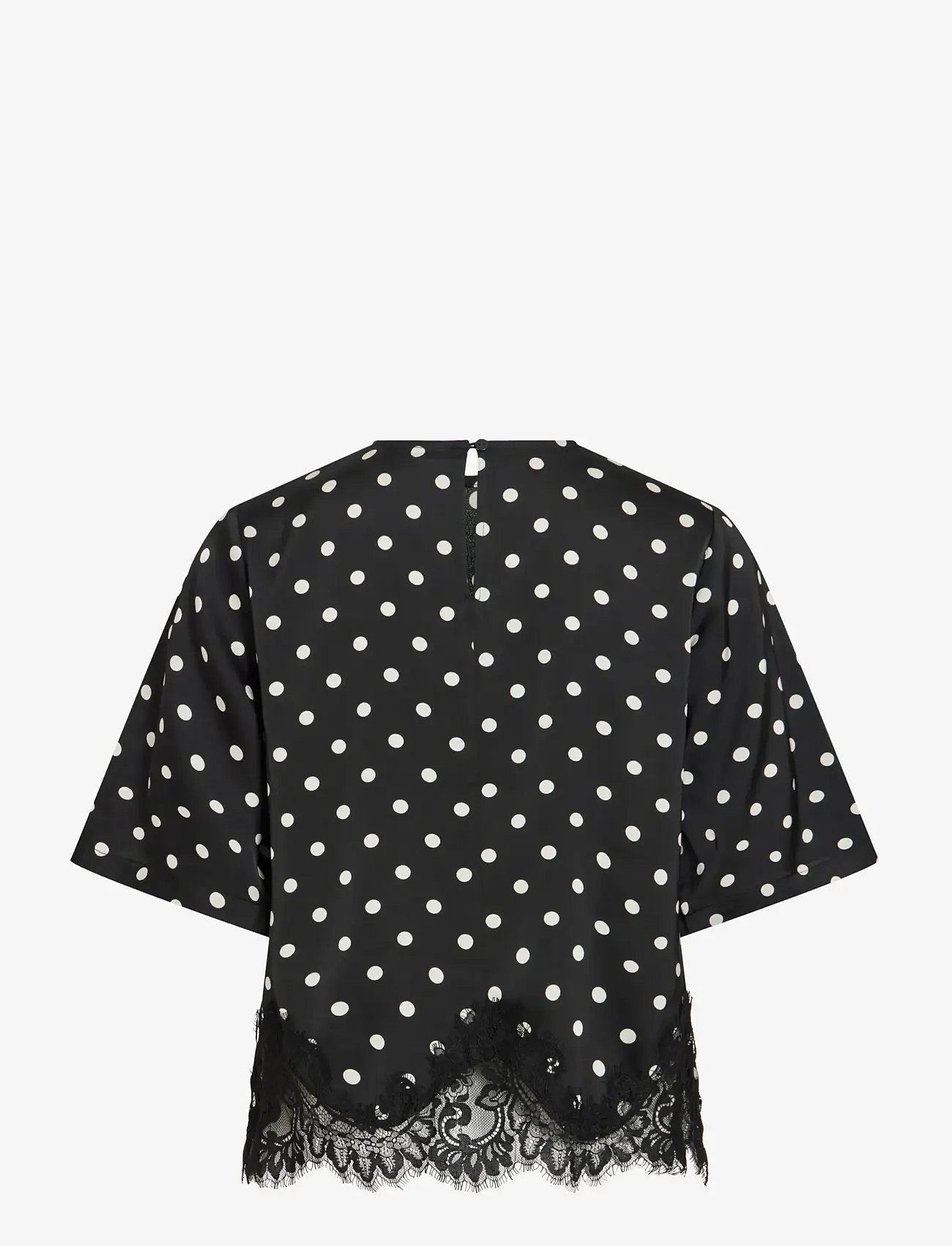 Vila - VIDOTA 2/4 LACE TOP - lühikeste varrukatega pluusid - black - 2