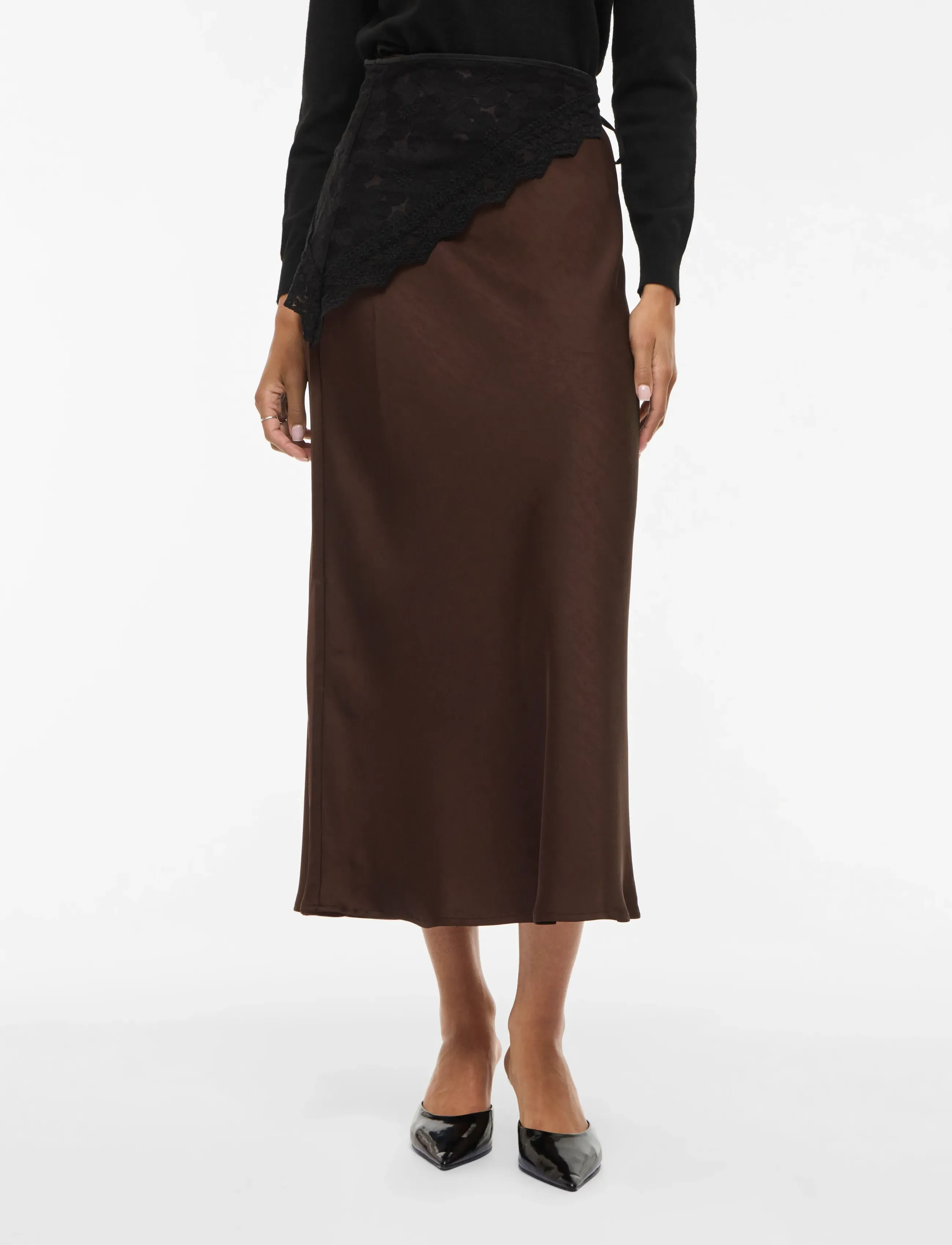 Vila VISCARA ANKLE SKIRT - Maxi Röcke - COFFEE BEAN / black