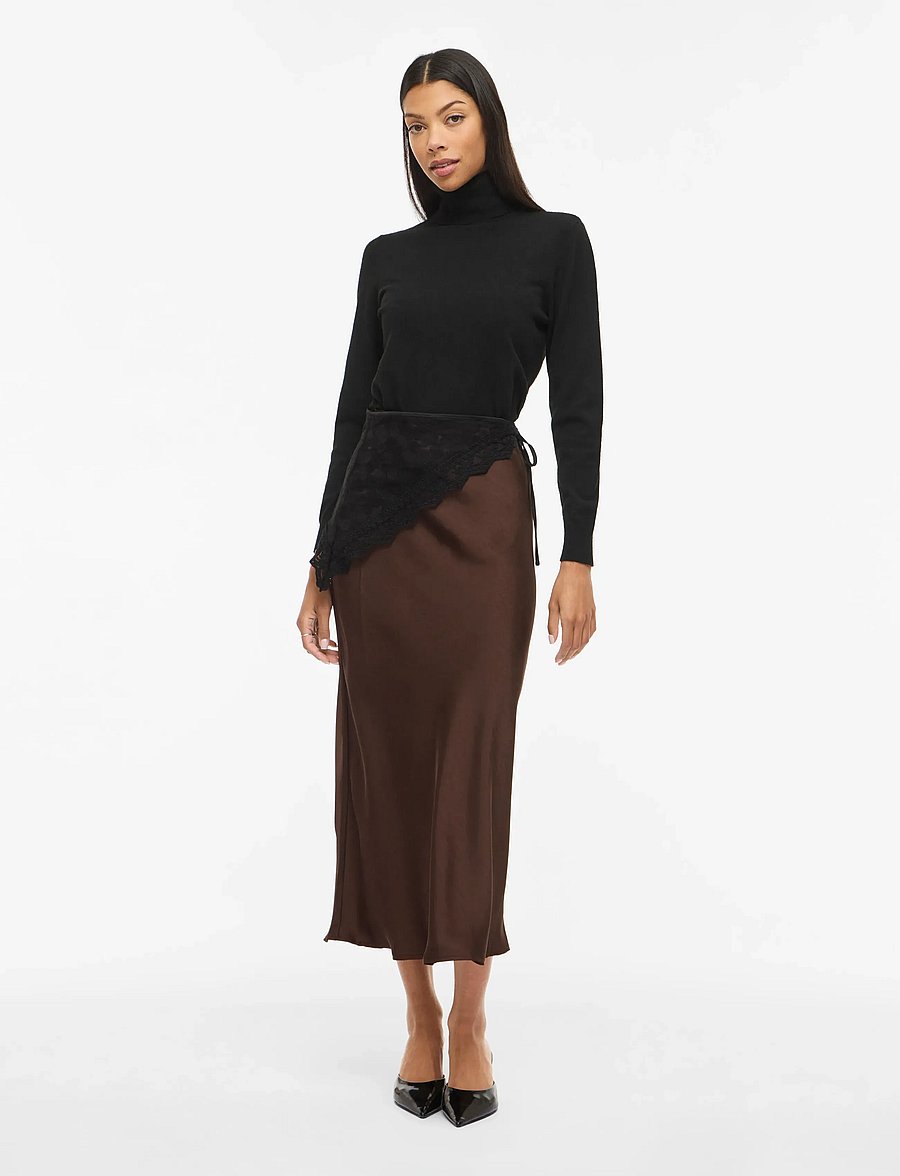 Vila - VISCARA ANKLE SKIRT - satinröcke - coffee bean - 4