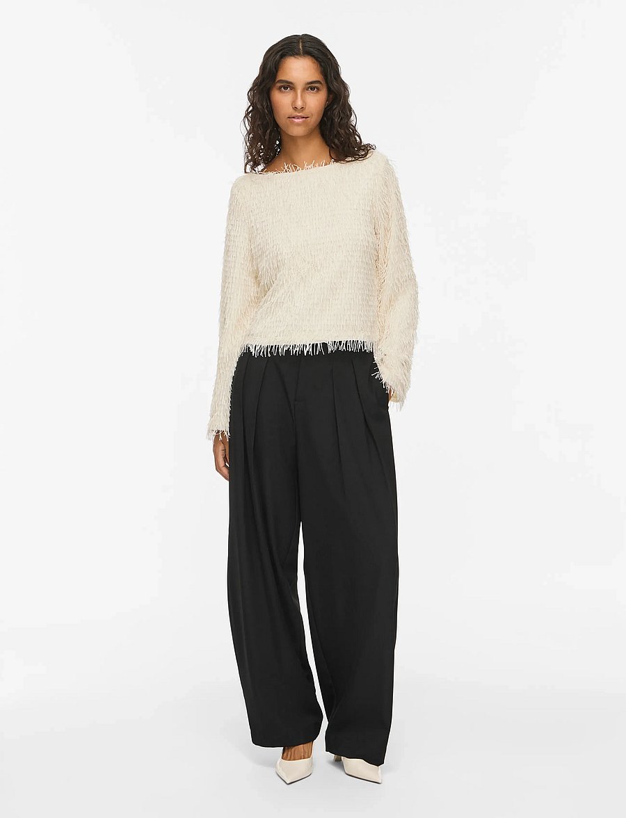 Vila - VITOI L/S BOATNECK TOP/DC - crop tops - birch - 4