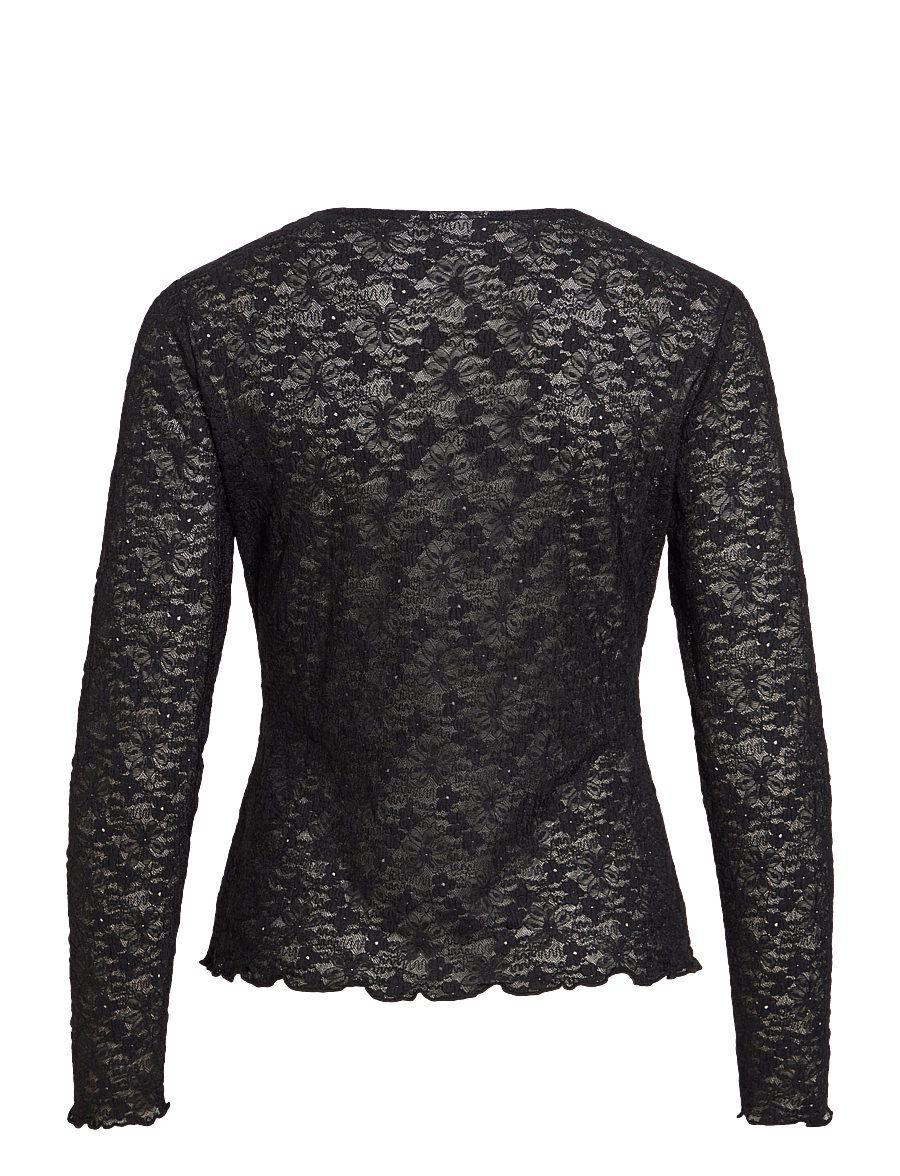 Vila - VIFAY O-NECK L/S TOP - NOOS - langärmelige blusen - black beauty - 2