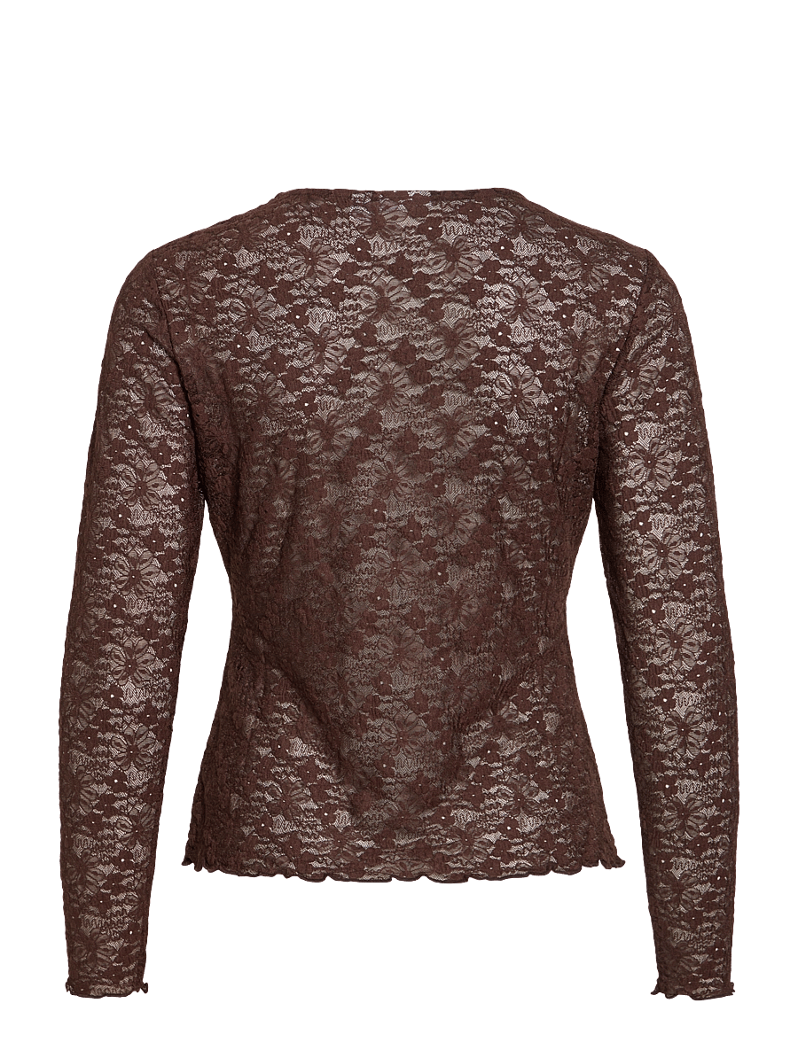 Vila - VIFAY O-NECK L/S TOP - NOOS - langärmelige blusen - coffee bean - 2