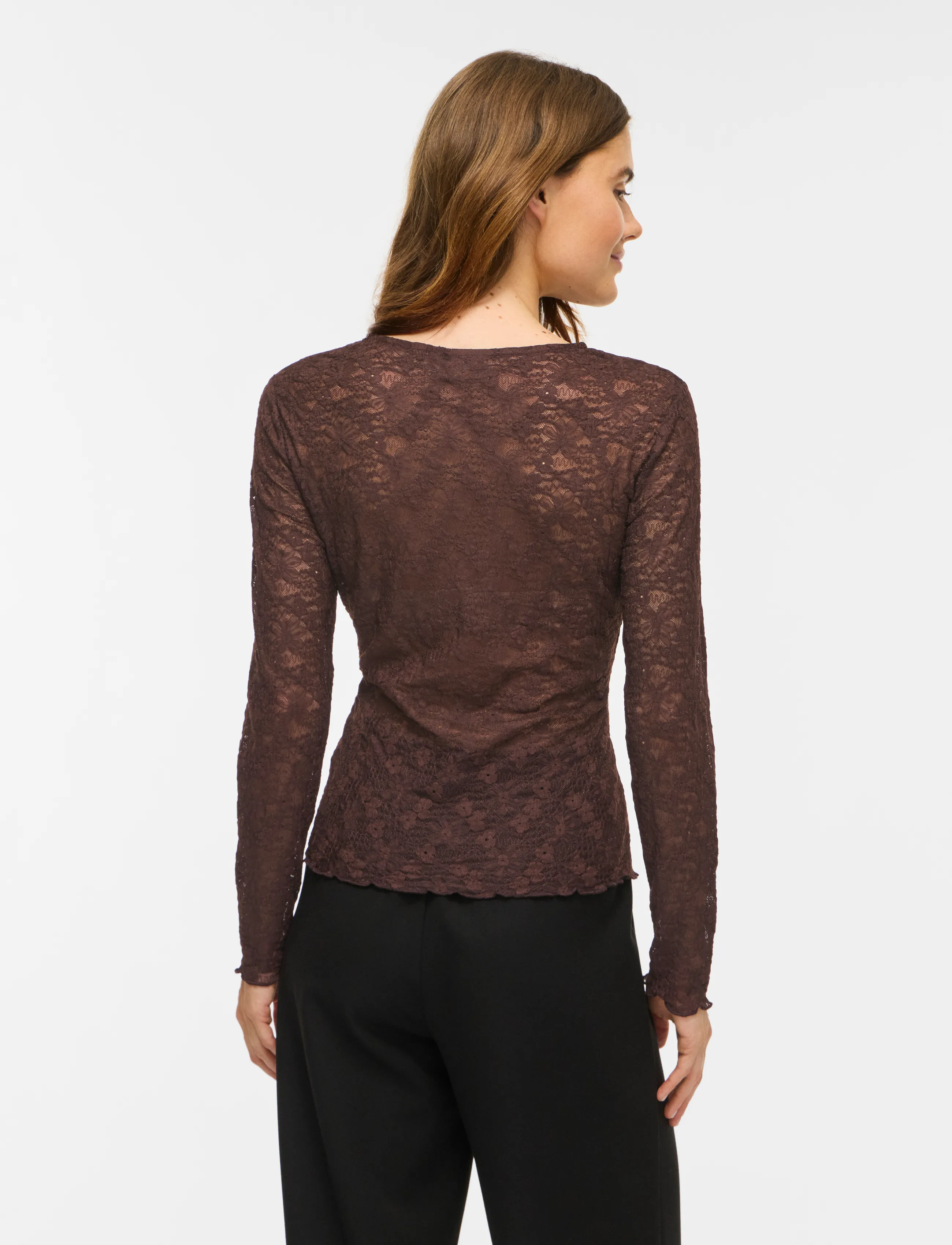 Vila - VIFAY O-NECK L/S TOP - NOOS - long sleeved blouses - coffee bean - 3