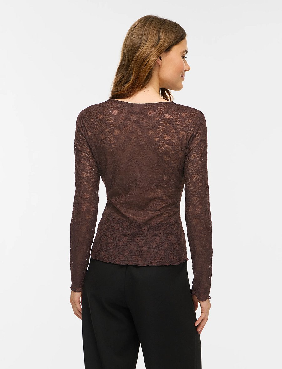 Vila - VIFAY O-NECK L/S TOP - NOOS - langärmelige blusen - coffee bean - 3