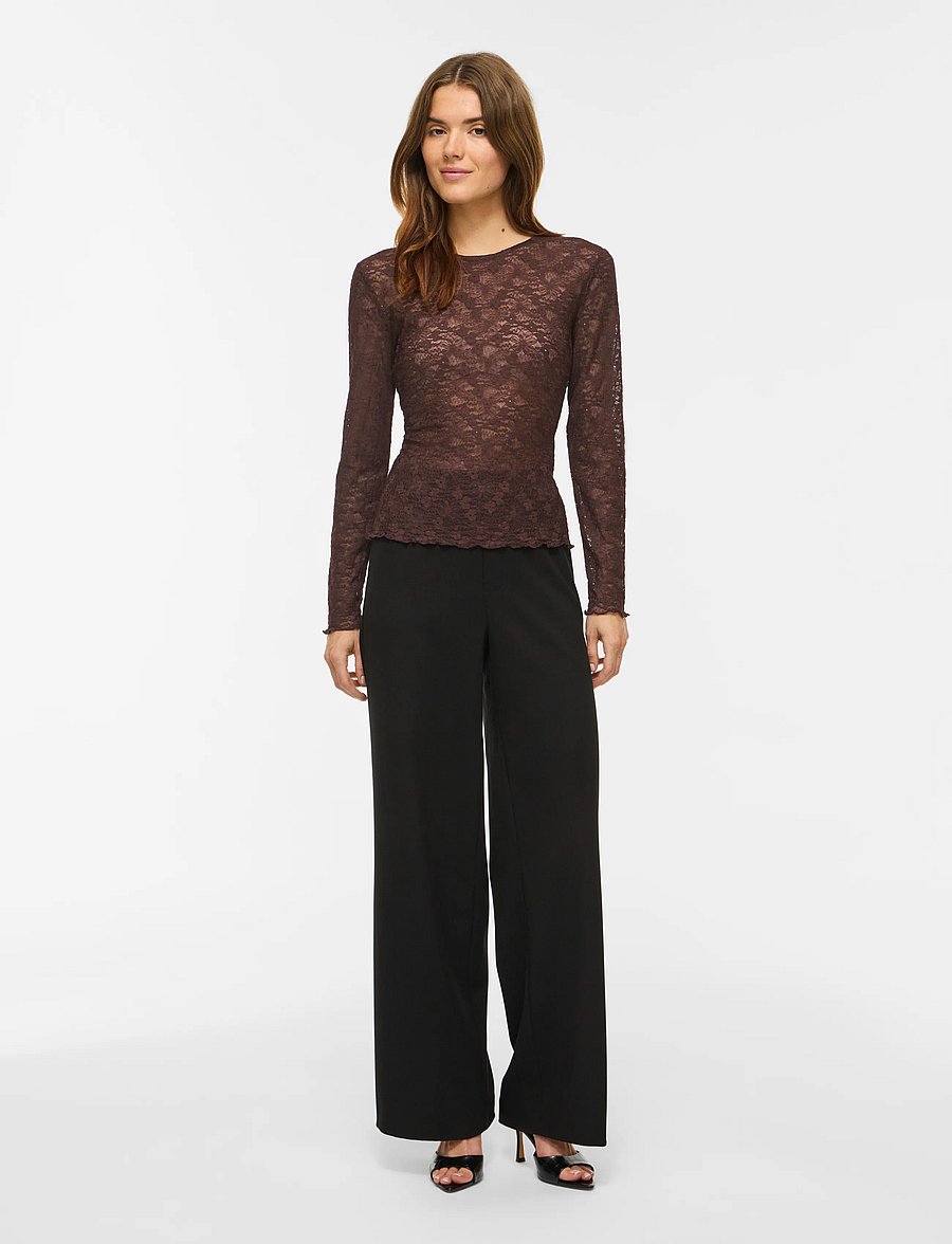 Vila - VIFAY O-NECK L/S TOP - NOOS - langärmelige blusen - coffee bean - 4