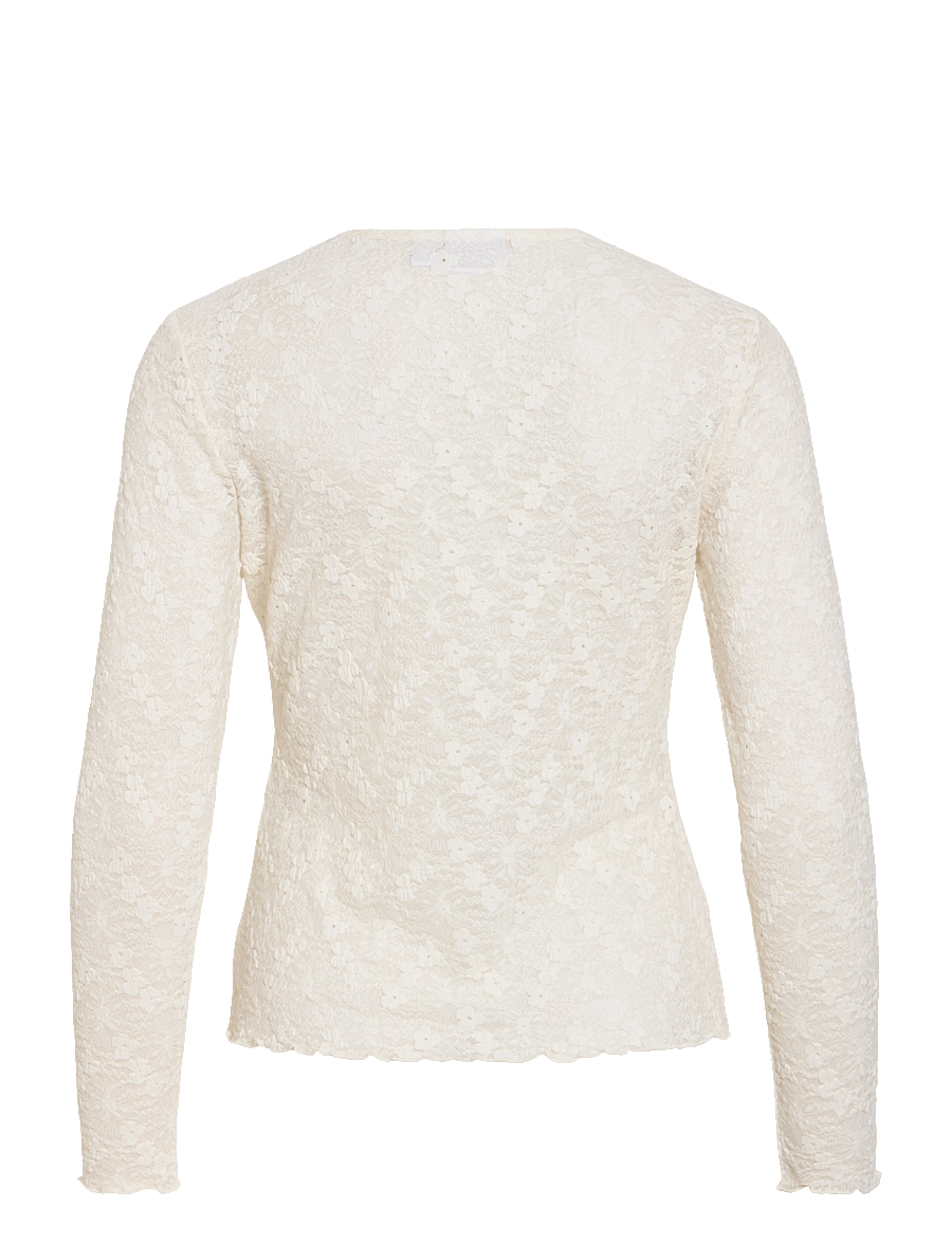 Vila - VIFAY O-NECK L/S TOP - NOOS - langärmelige blusen - egret - 2