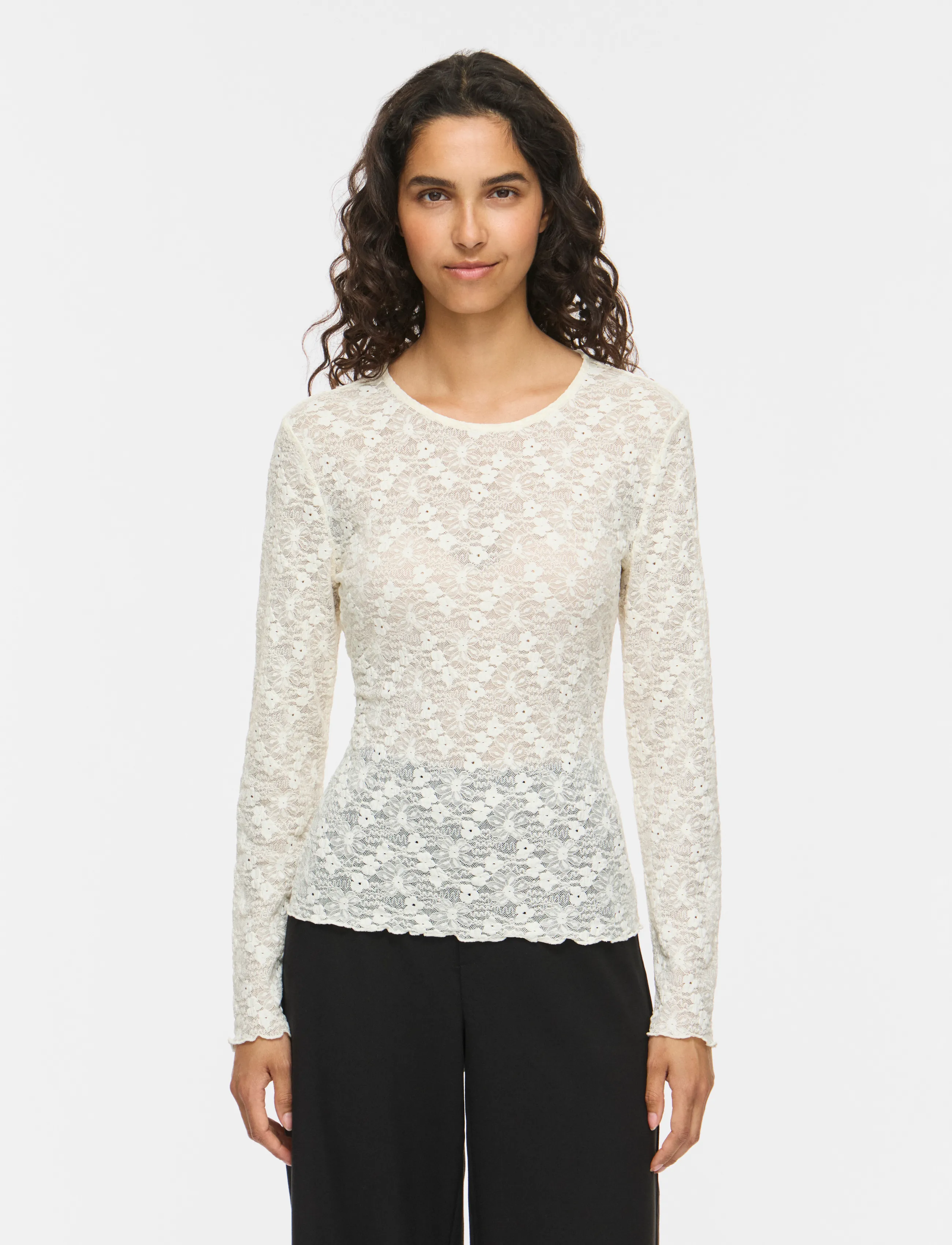 Vila Vifay O-Neck L/S Top Noos, XL, T-shirts & Oberteile, Creme - Long-sleeved, Frauen